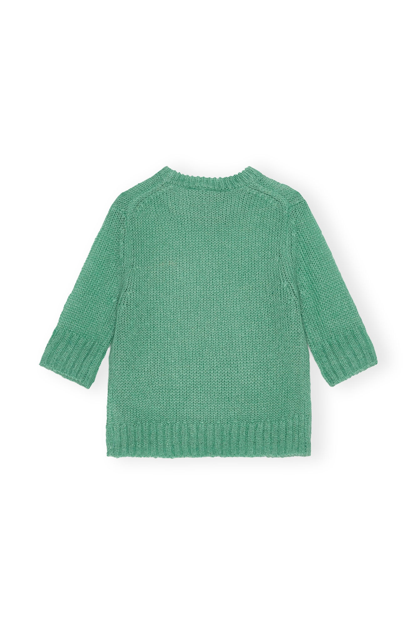 GREEN MOHAIR O-NECK SWEATER - 2