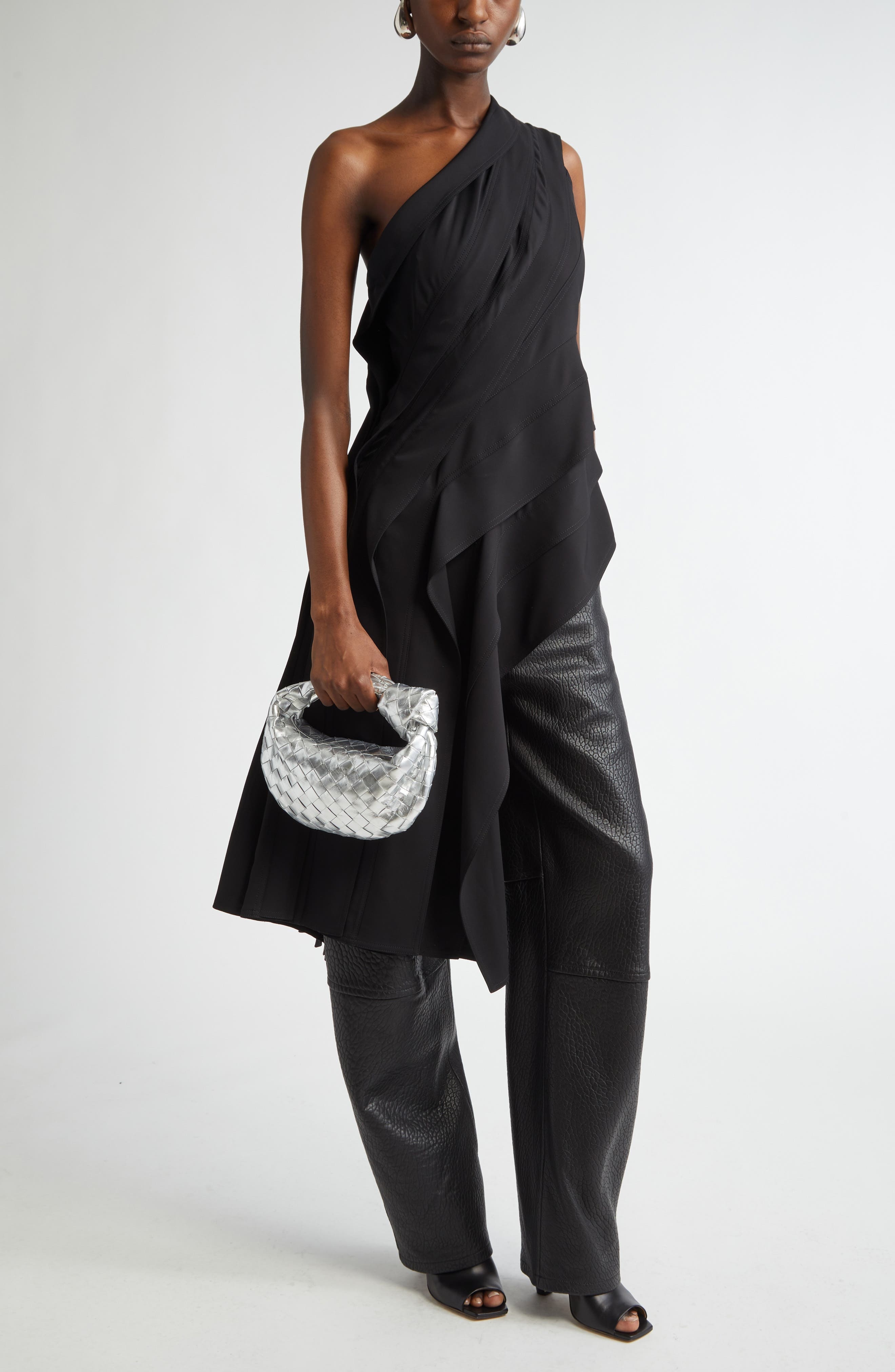 Bottega Veneta Mini Jodie Intrecciato Metallic Leather Top Handle Bag in 8101 Silver- Silver at Nord - 2