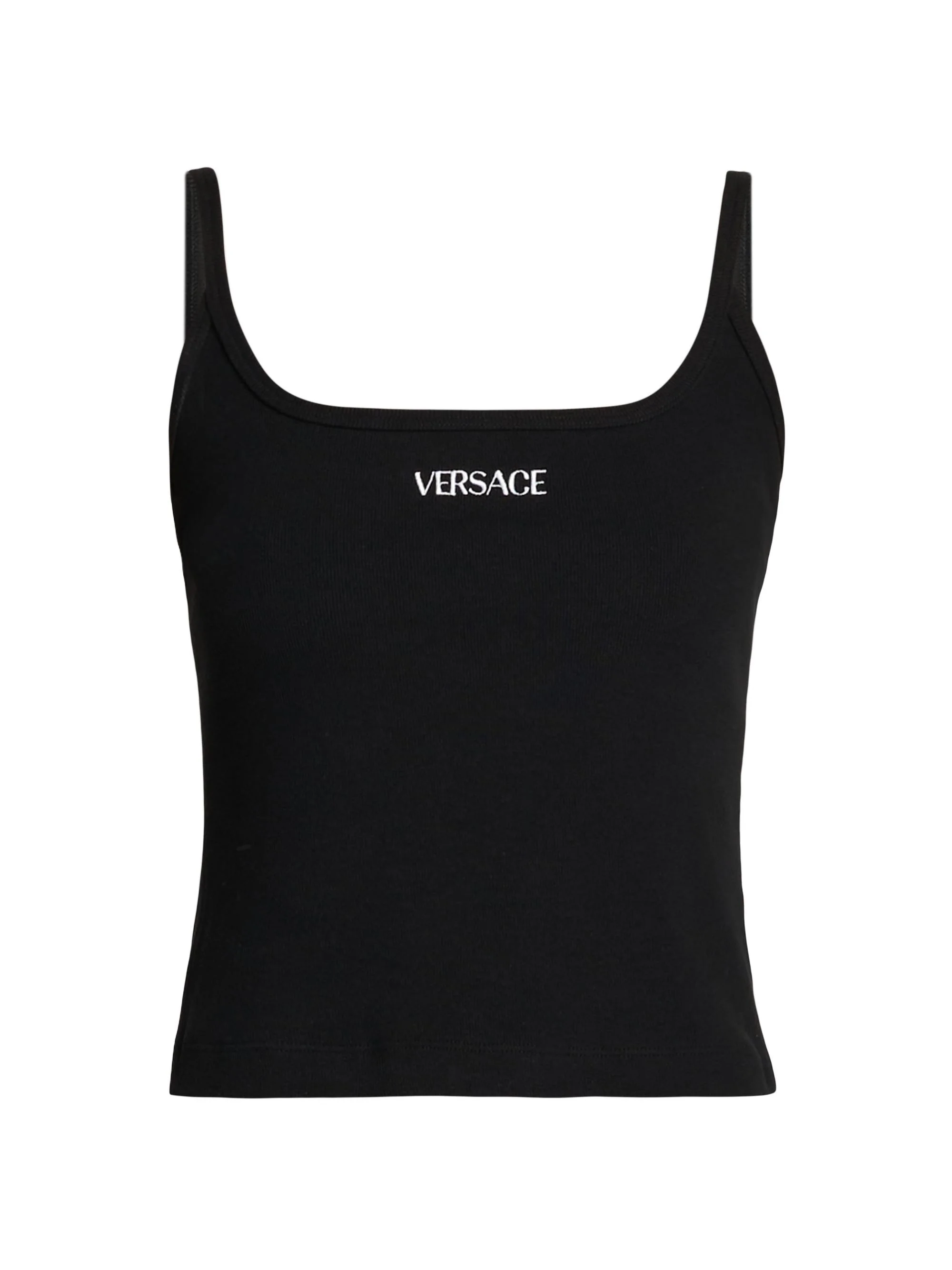 Women's Rib-Knit Stretch Cotton Tank - Black - 1
