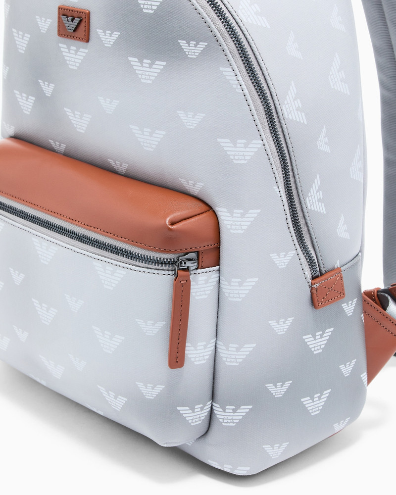 BACKPACK IN COATED CANVAS WITH ALL-OVER EAGLE 5