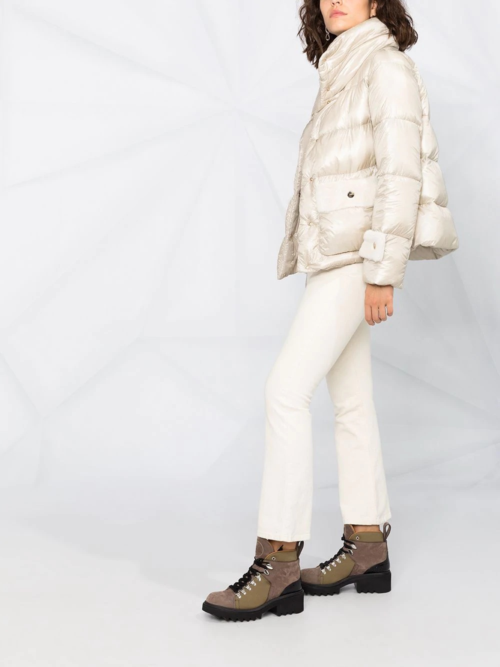 faux-fur panels puffer jacket - 6