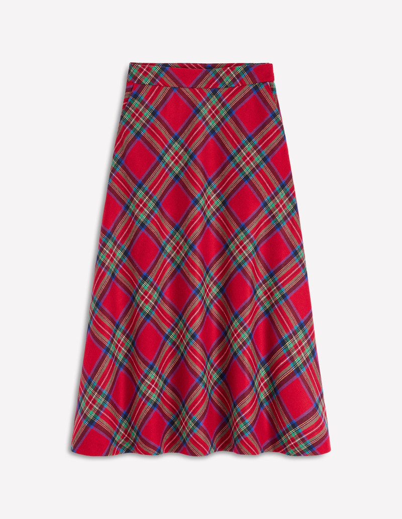 Hayley Wool Midi Skirt-Red, Blue and Green Check 1