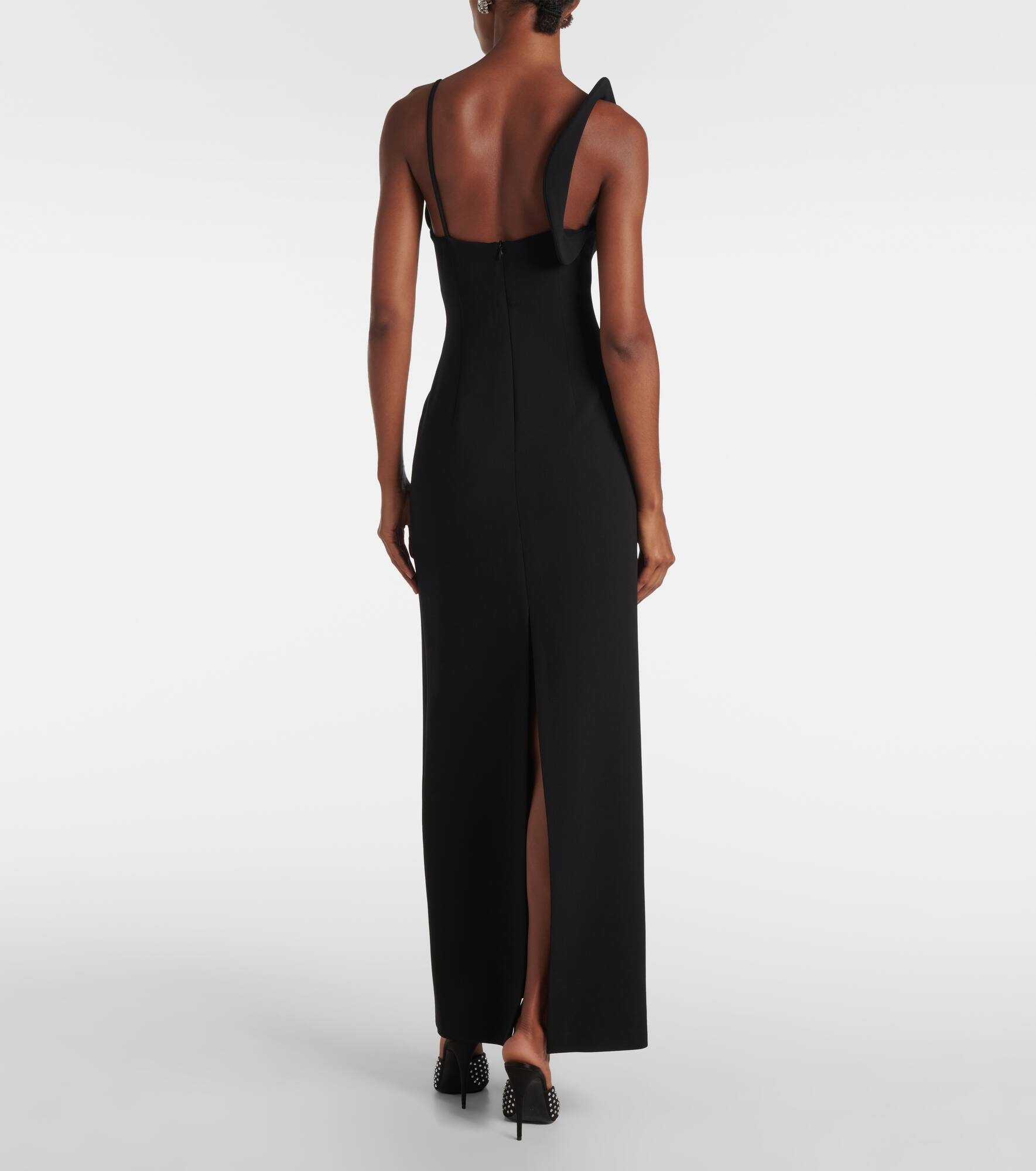 Floral-appliqué wool-blend maxi dress - 3