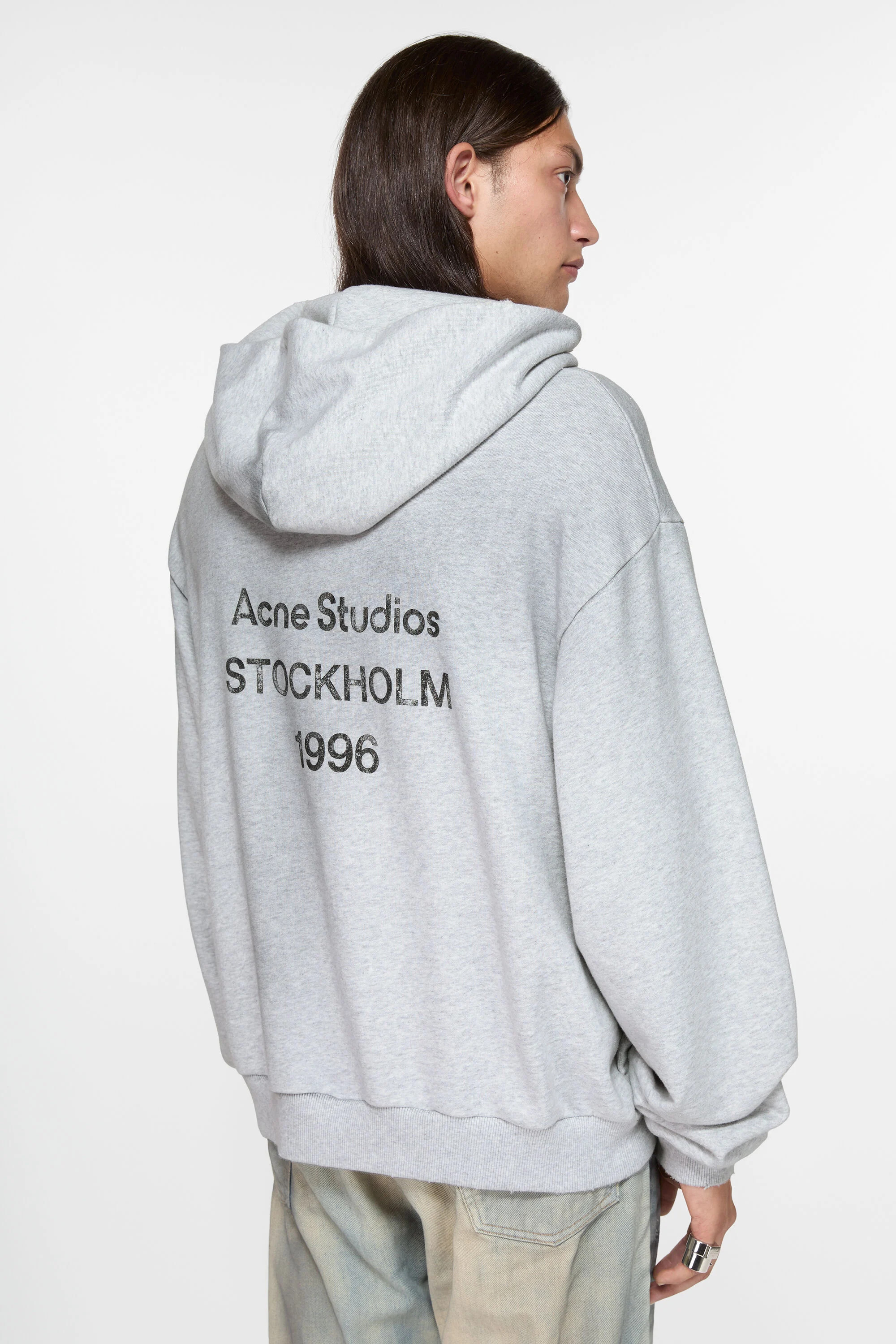 Logo hooded sweater - Pale Grey Melange - 4