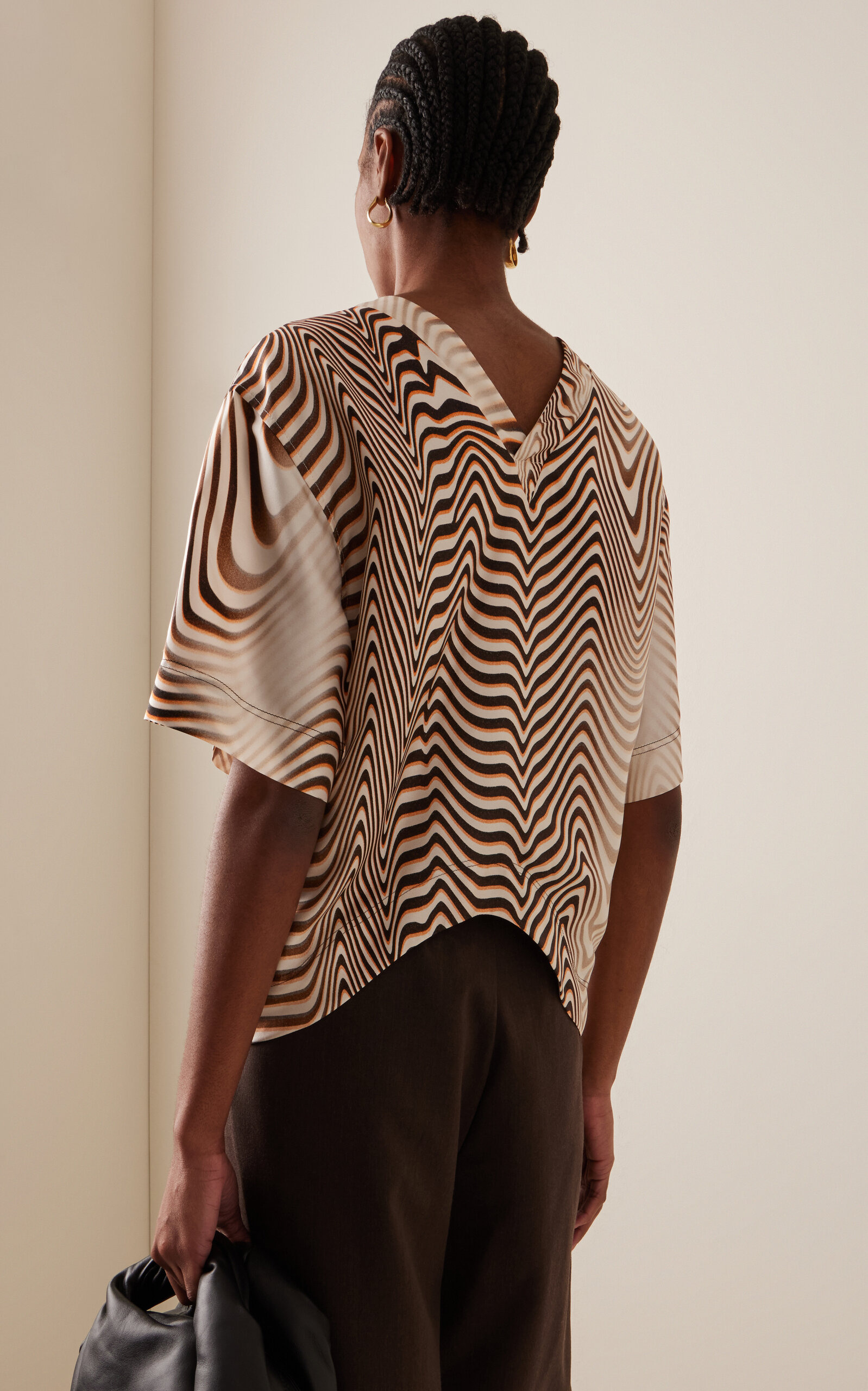 Onda Zebra-Printed Silk Twill Top print - 4
