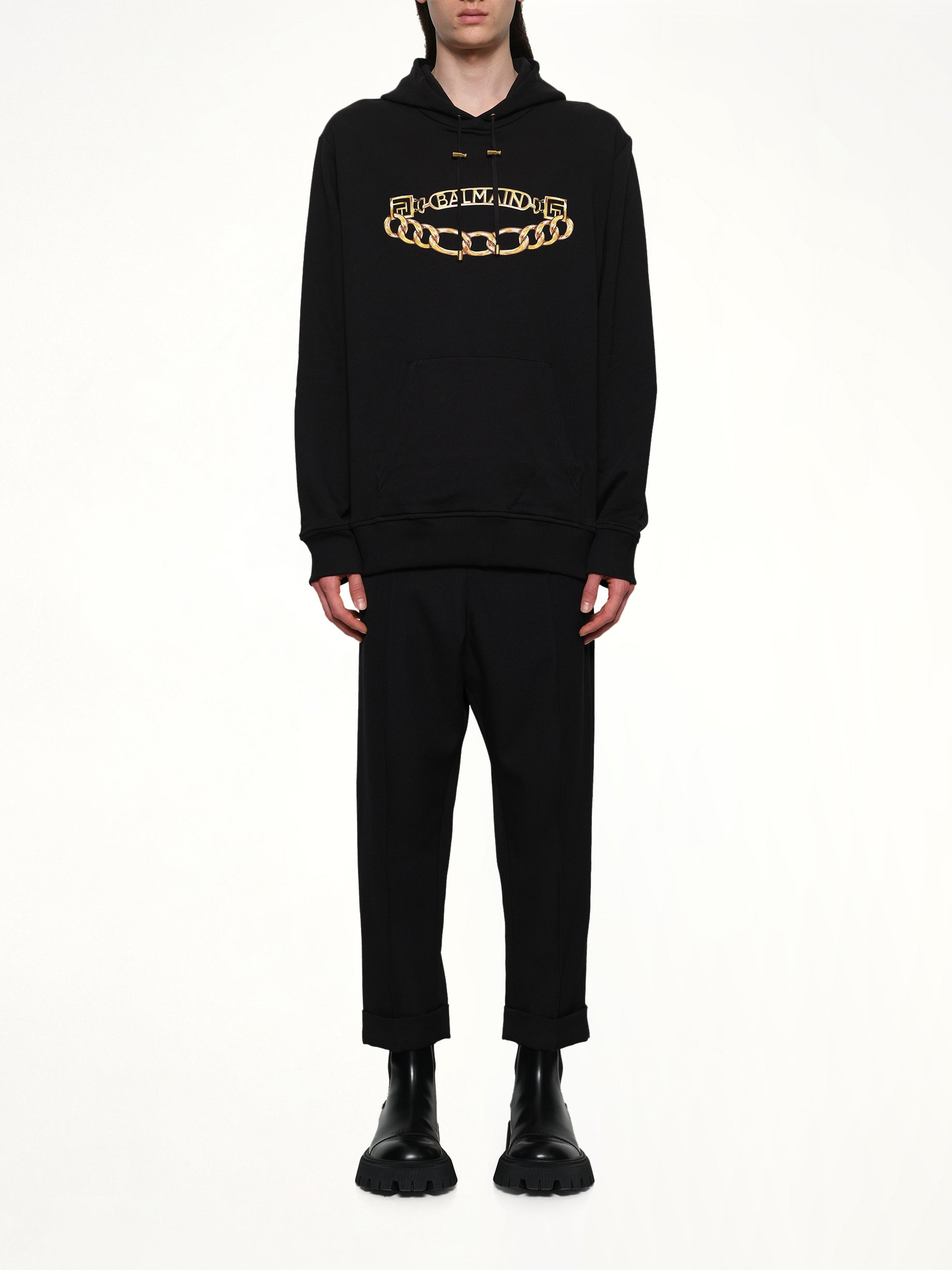 Balmain Chian Logo Hoodie in Black/Gold - 7