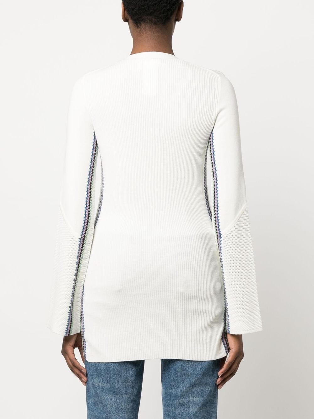 stripe-detail long wool cardigan - 4