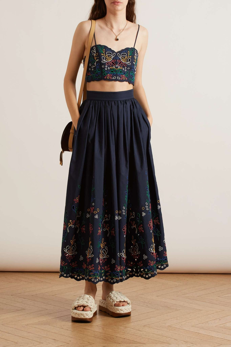 Chloé Cropped scalloped broderie anglaise cotton-poplin top outlook