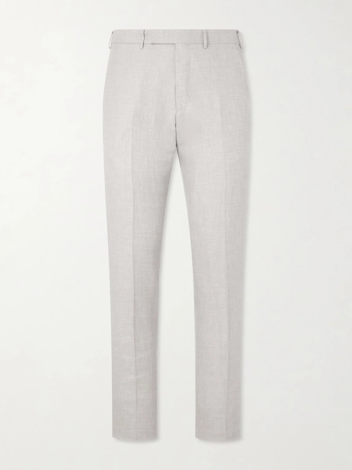 Slim-Fit Tapered Pleated Wool, Linen and Silk-Blend Suit Trousers - 1
