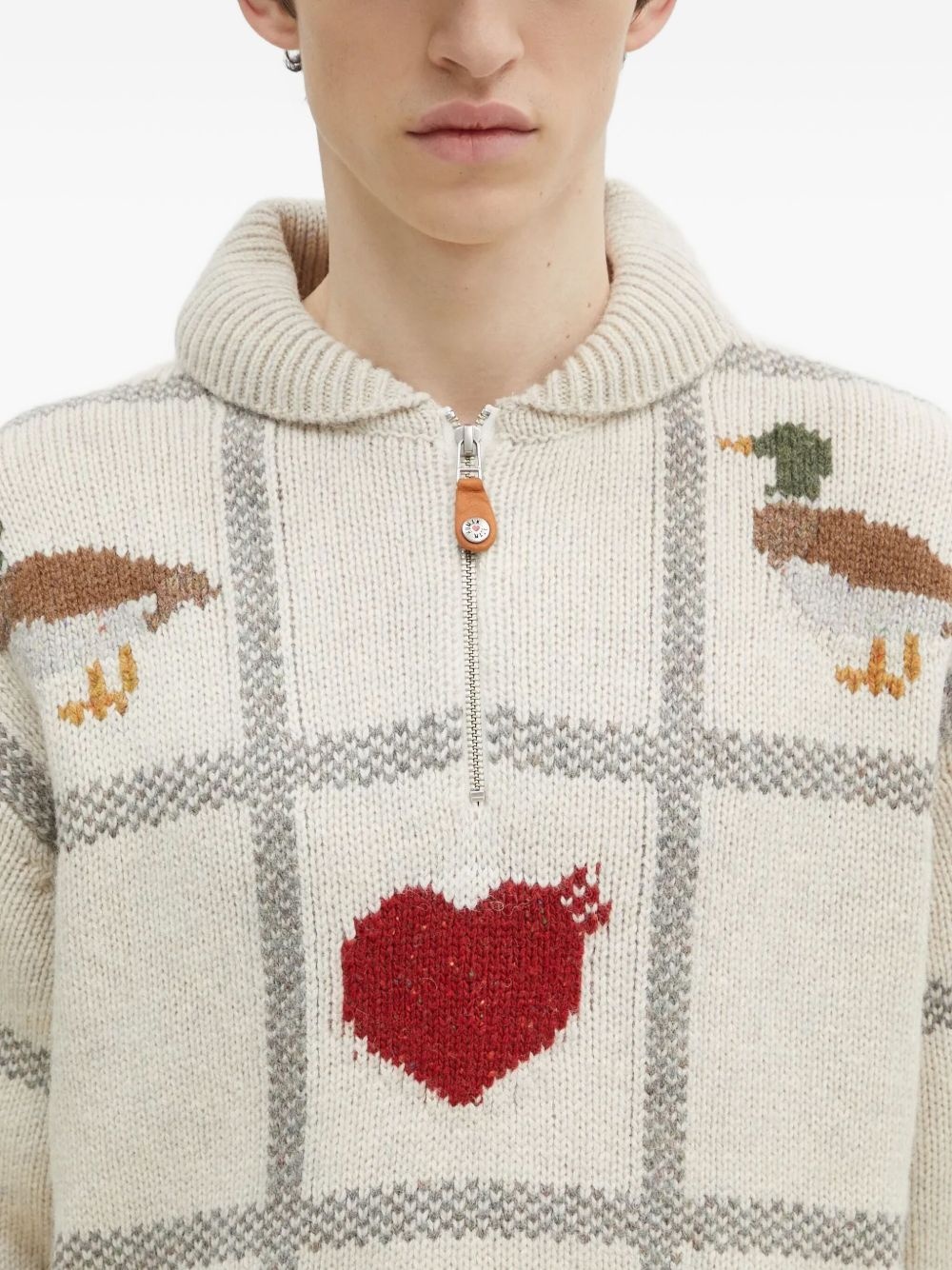intarsia-knit half-zip sweater - 4