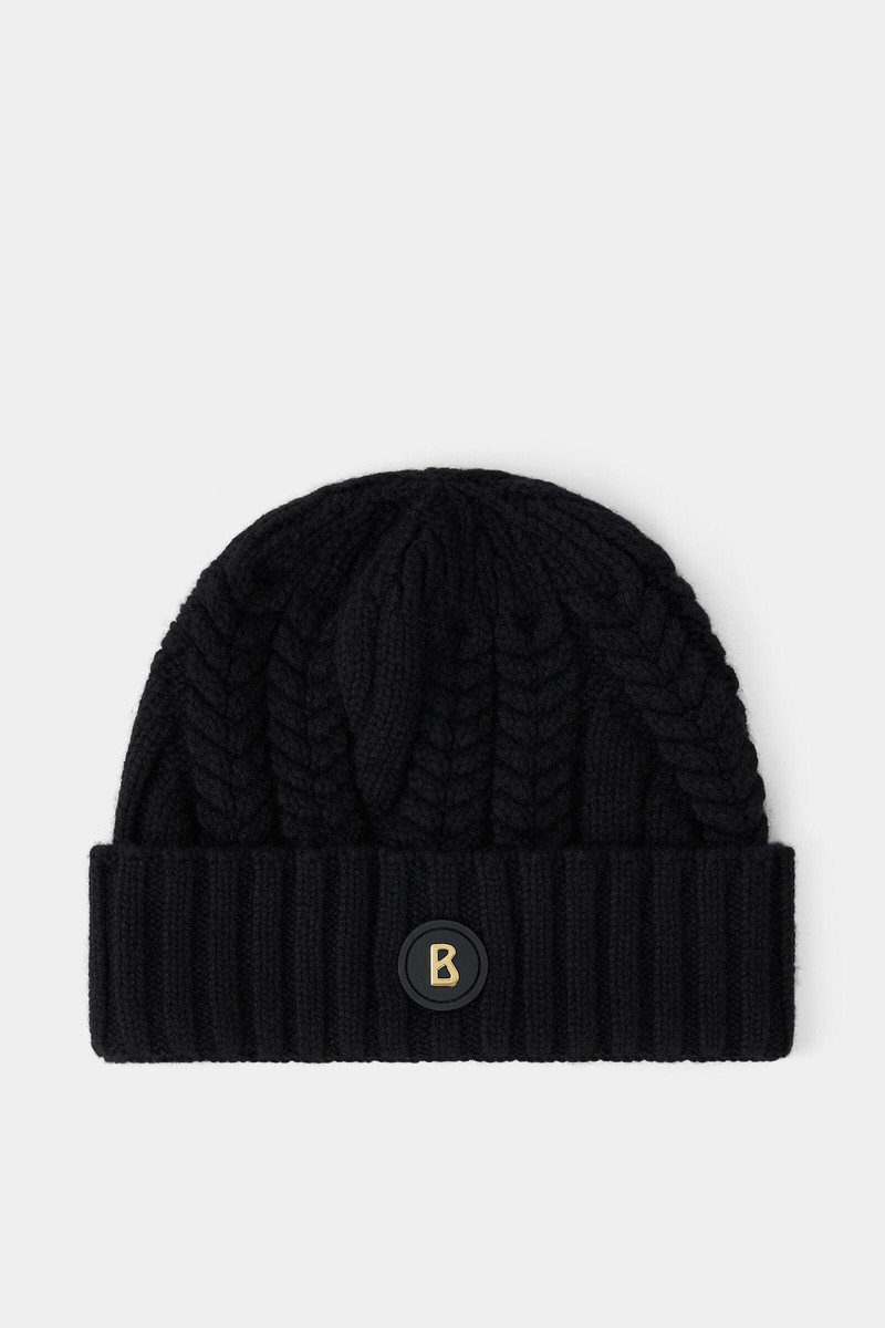 Jamila Knitted cashmere hat in Black 1