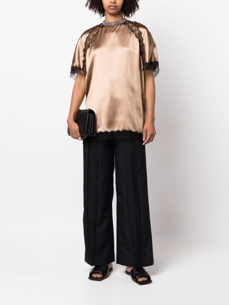 FABIANA FILIPPI lace-trim satin blouse outlook