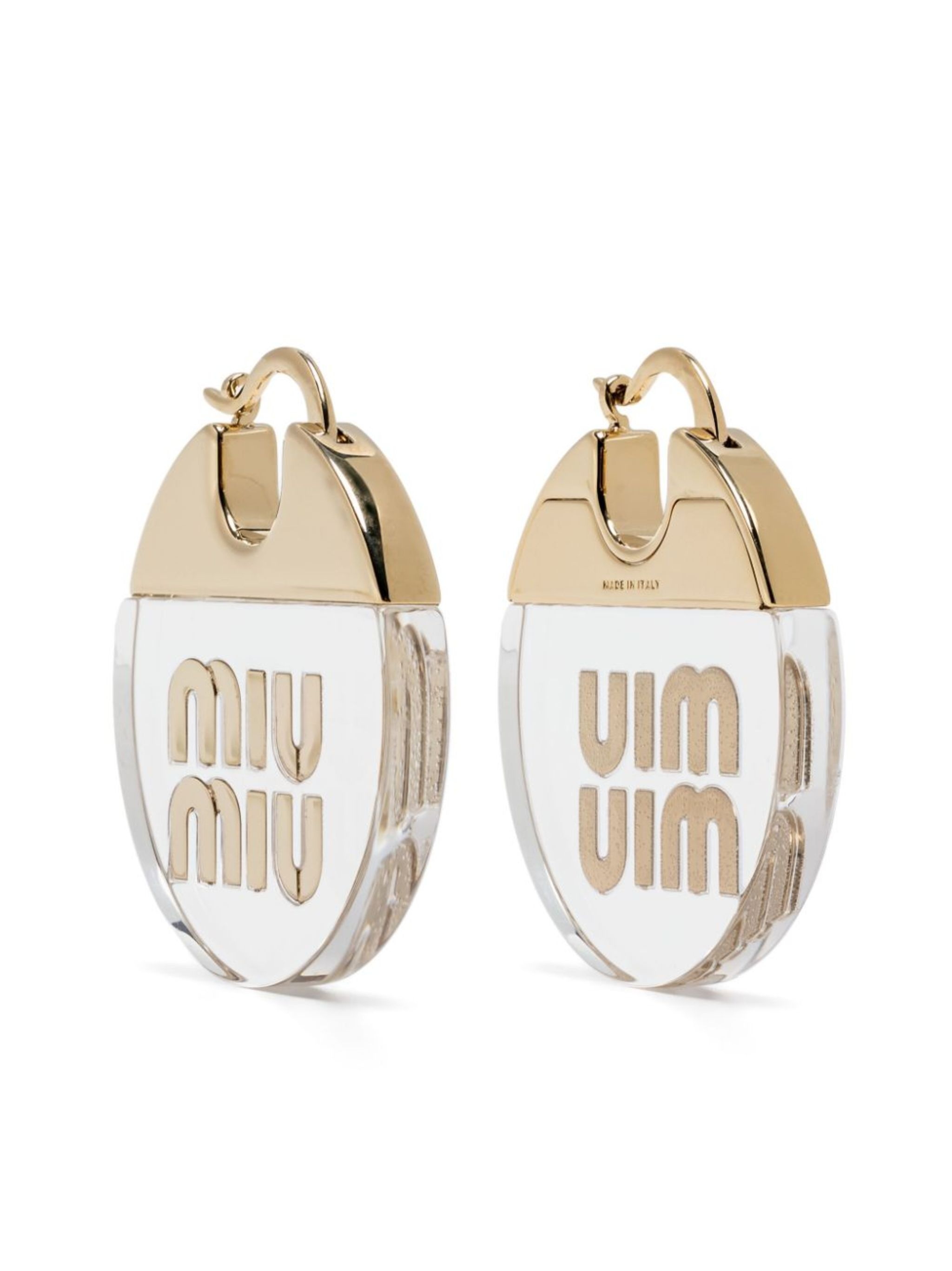 logo-lettering circular earrings - 1