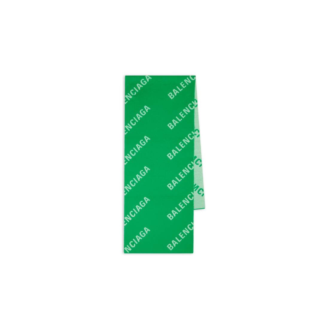 BALENCIAGA Allover Logo Macro Scarf in Bright Green | REVERSIBLE