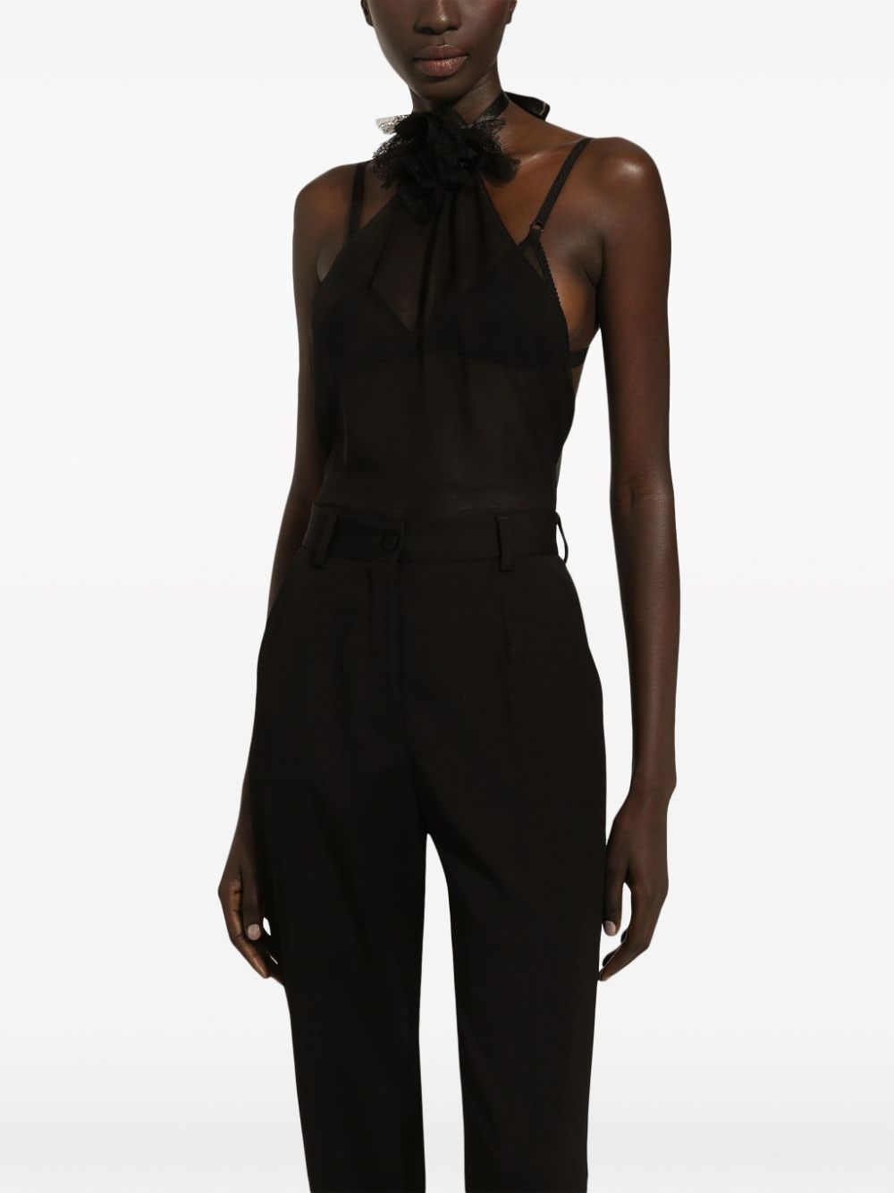 floral-appliquÃ© silk scarf top - 5