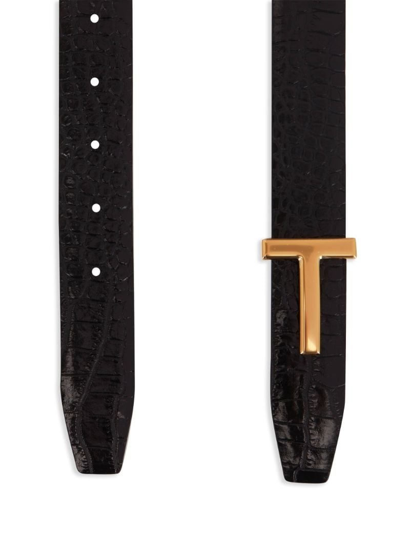 logo-buckle leather belt - 2