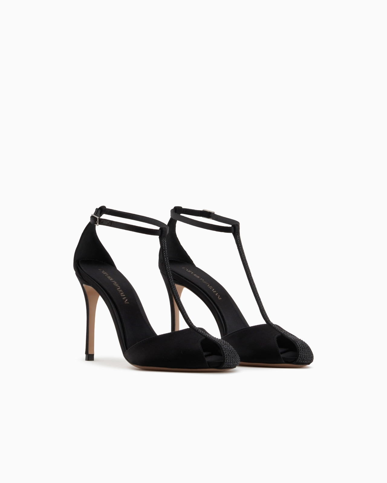 SATIN T-BAR SANDALS WITH RHINESTONES - 2