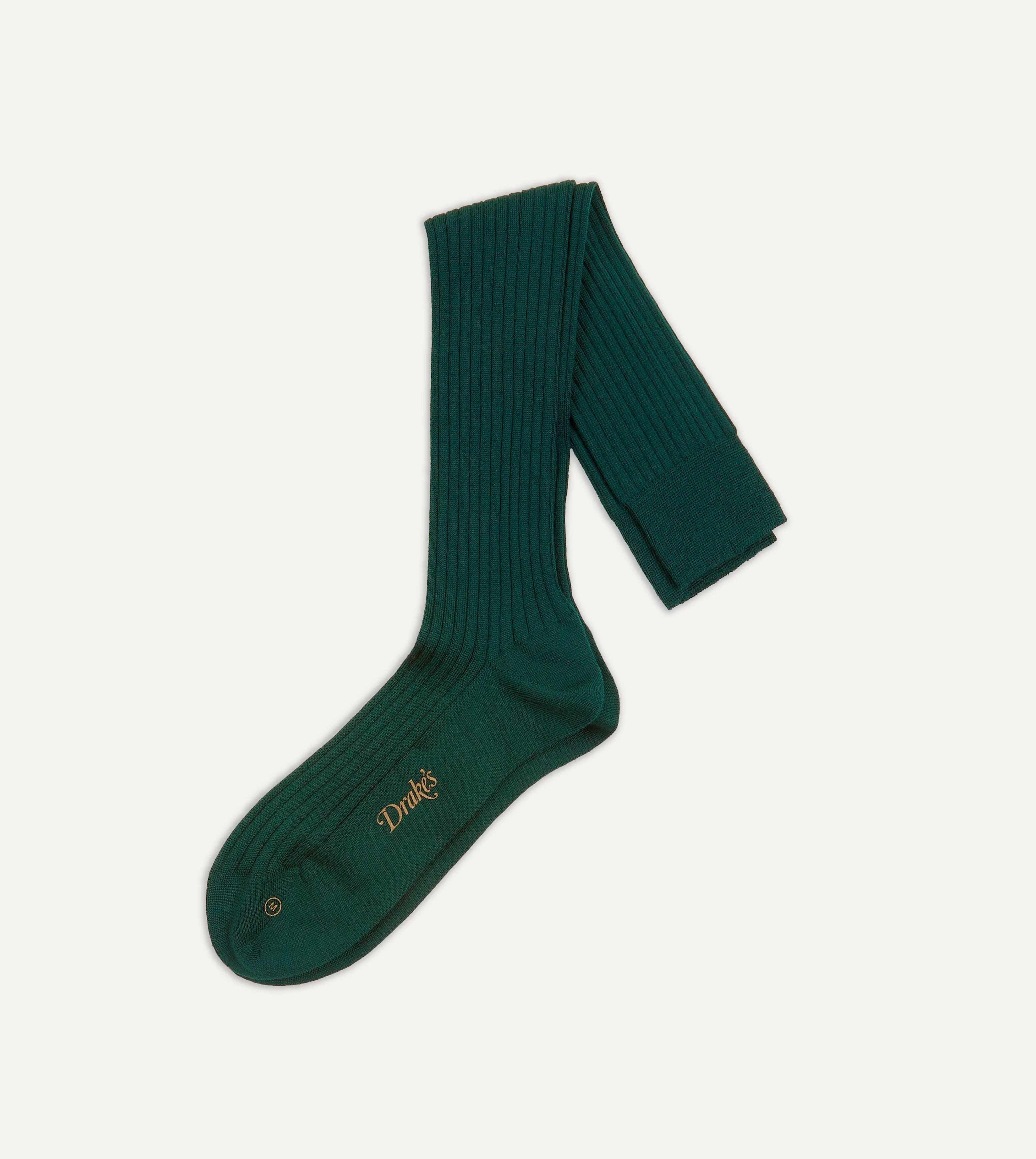 Dark Green Wool Over-the-Calf Socks - 1