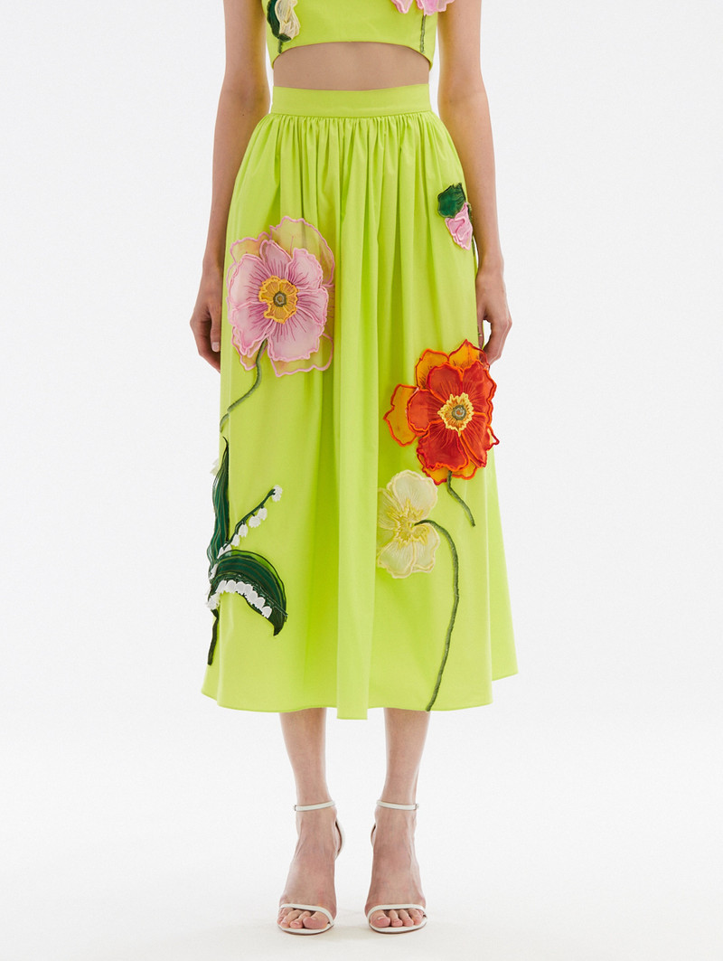 PAINTED POPPIES COTTON POPLIN SKIRT 3