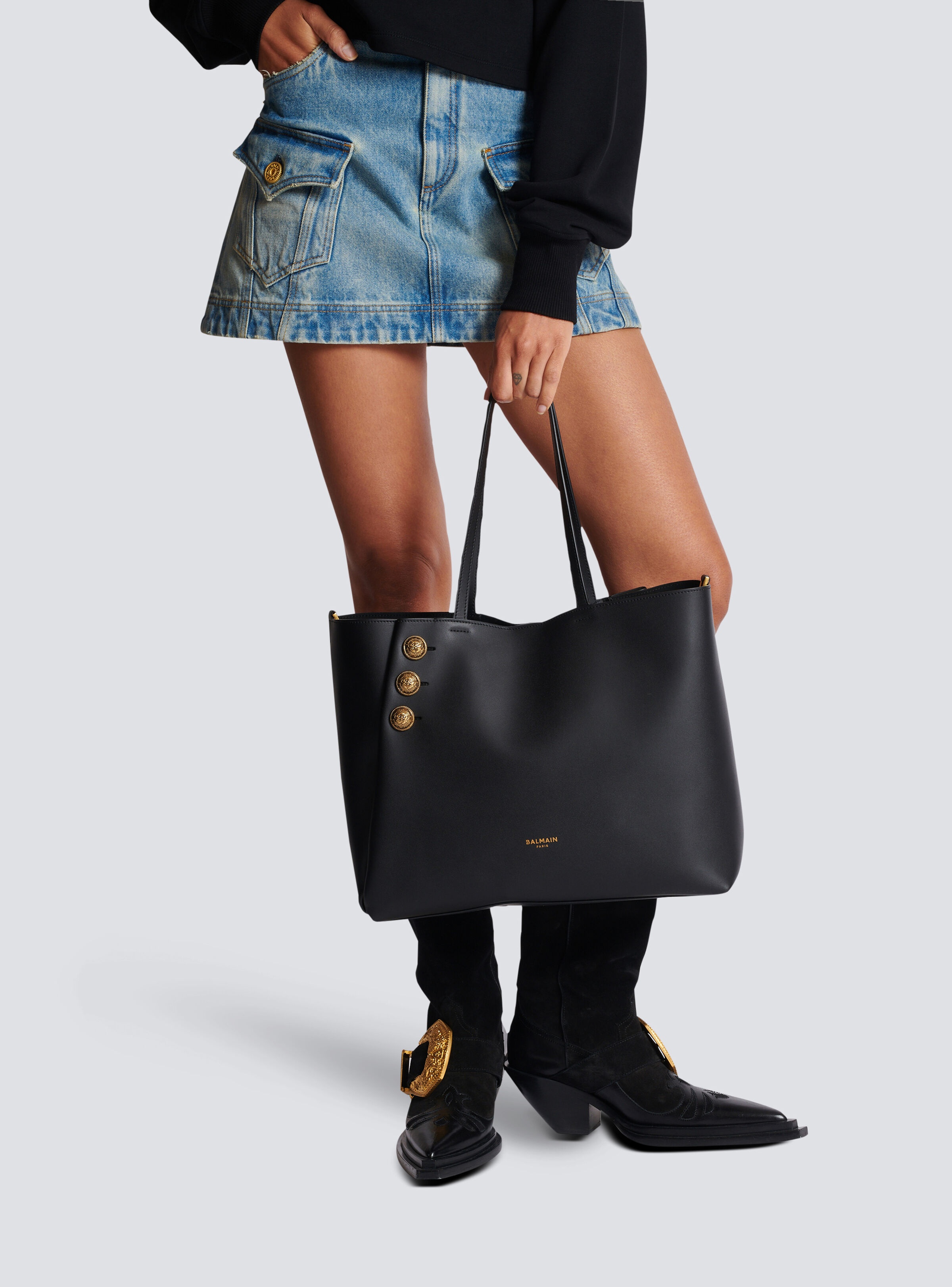 Emblème leather tote bag - 8