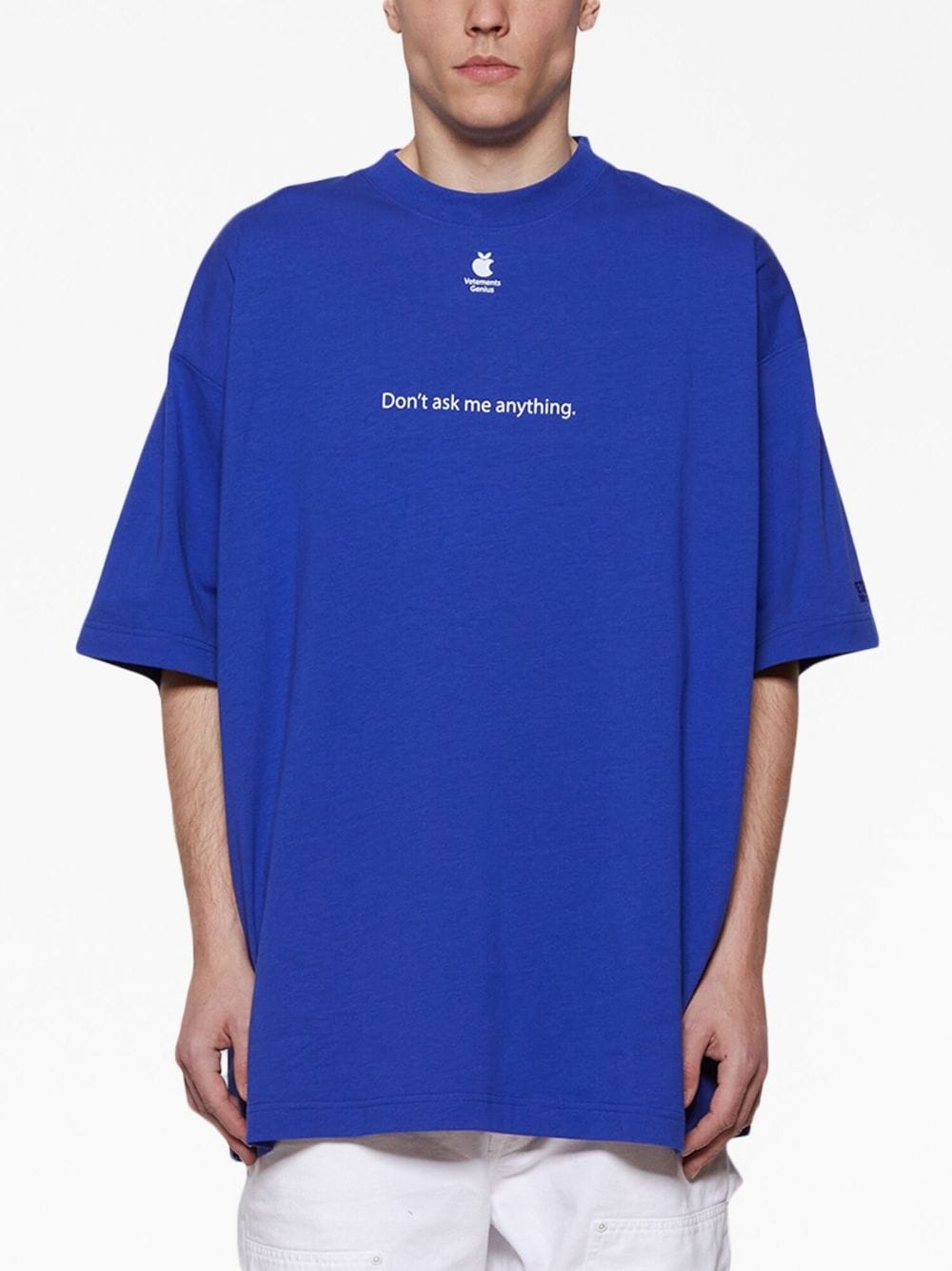 x Apple slogan-print cotton T-shirt - 3