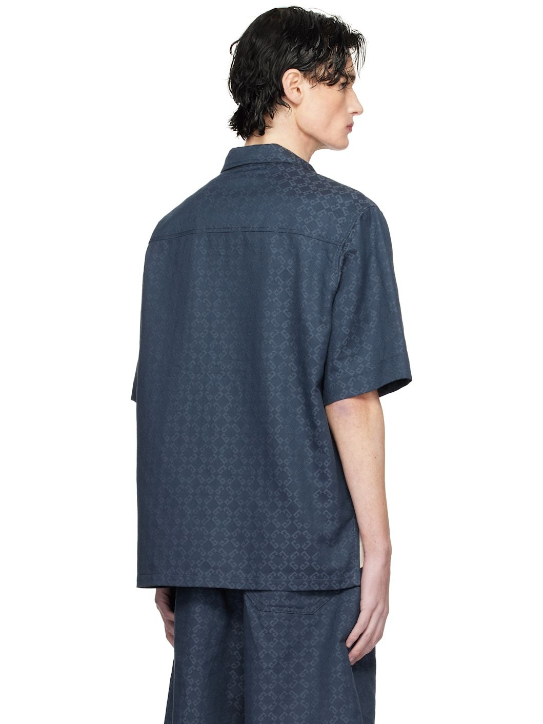Navy Shiny Monogram 72 Denim Shirt - 3