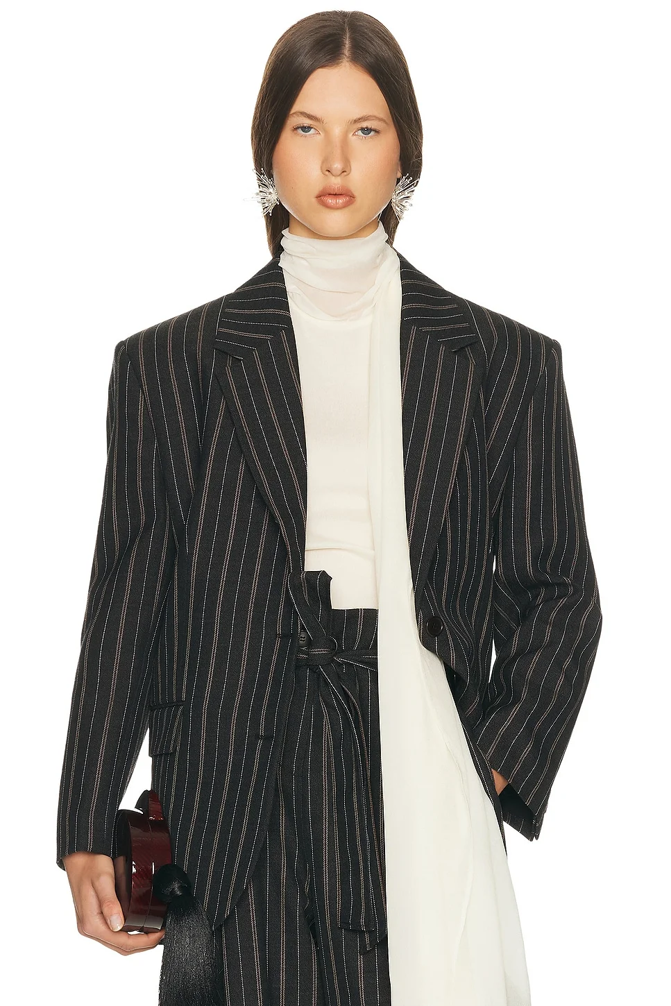 Stripe Twill Boyfriend Blazer - 1