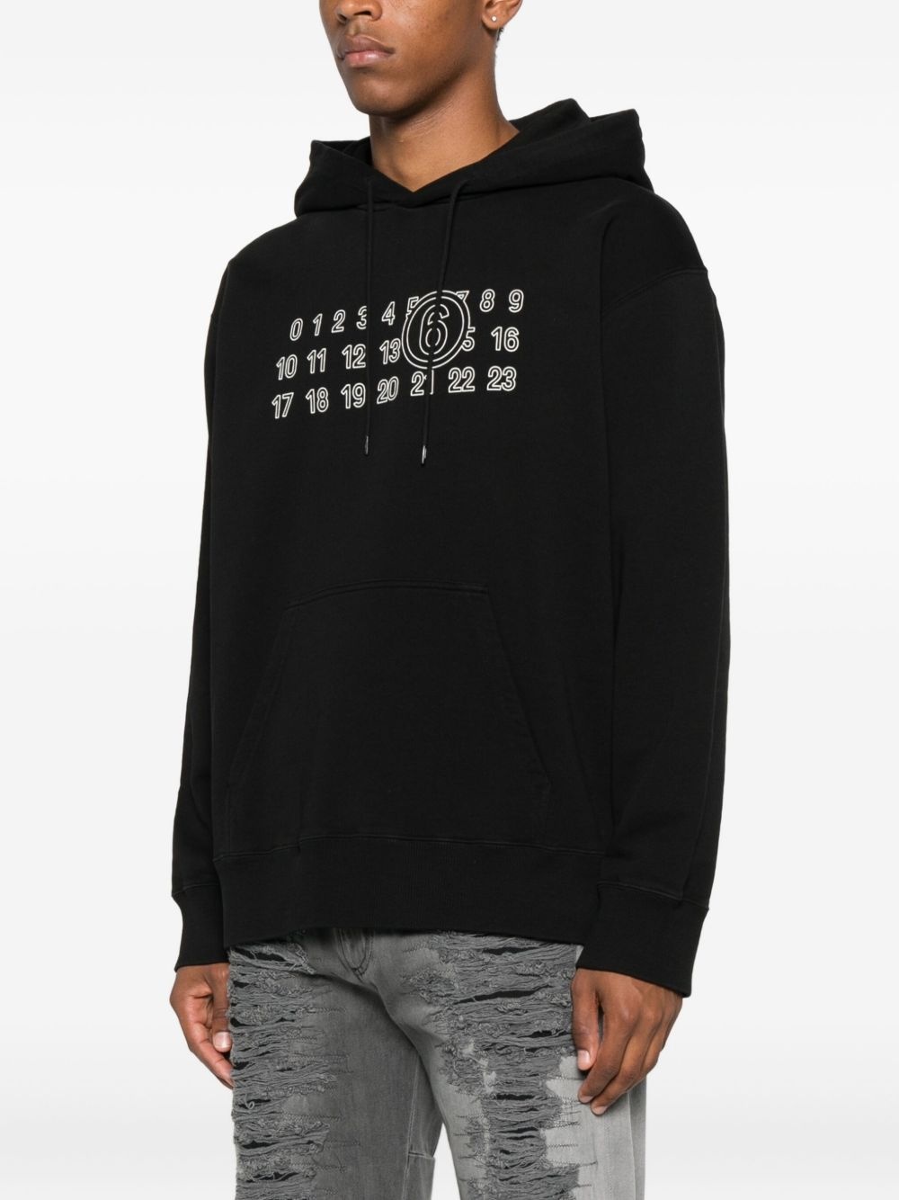 numeric-print hoodie - 3