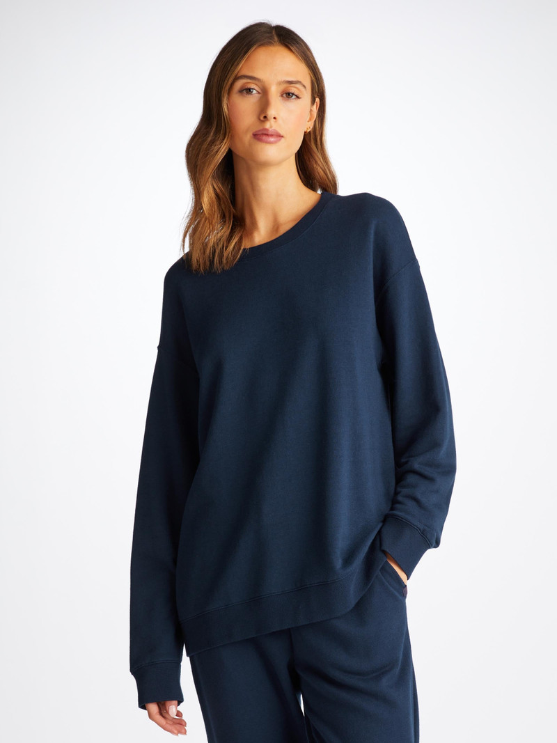 Derek Rose Women's Sweatshirt Quinn Cotton Modal Stretch Navy outlook