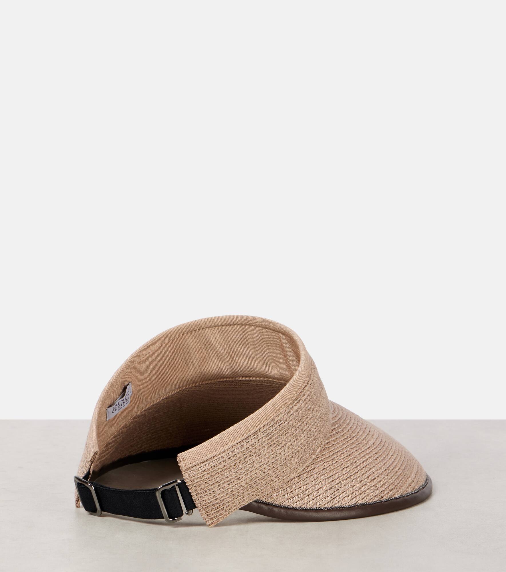 Leather-trimmed raffia visor - 4