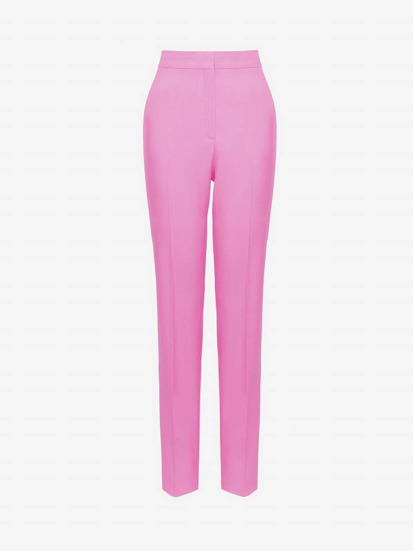 Women's Long Cigarette Trousers in Psychedelic Pink - 1