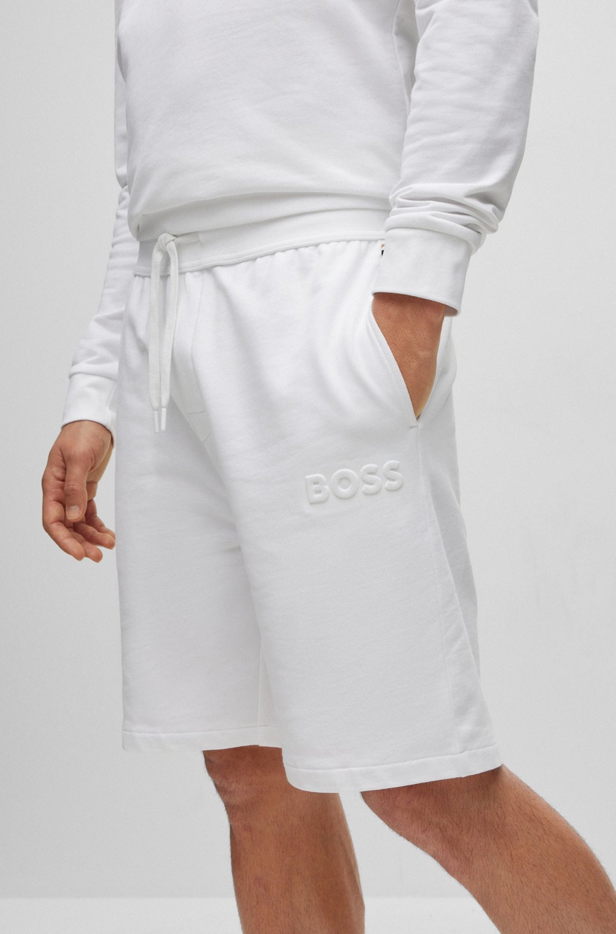 COTTON-TERRY LOUNGEWEAR SHORTS WITH EMBOSSED LOGO - 5