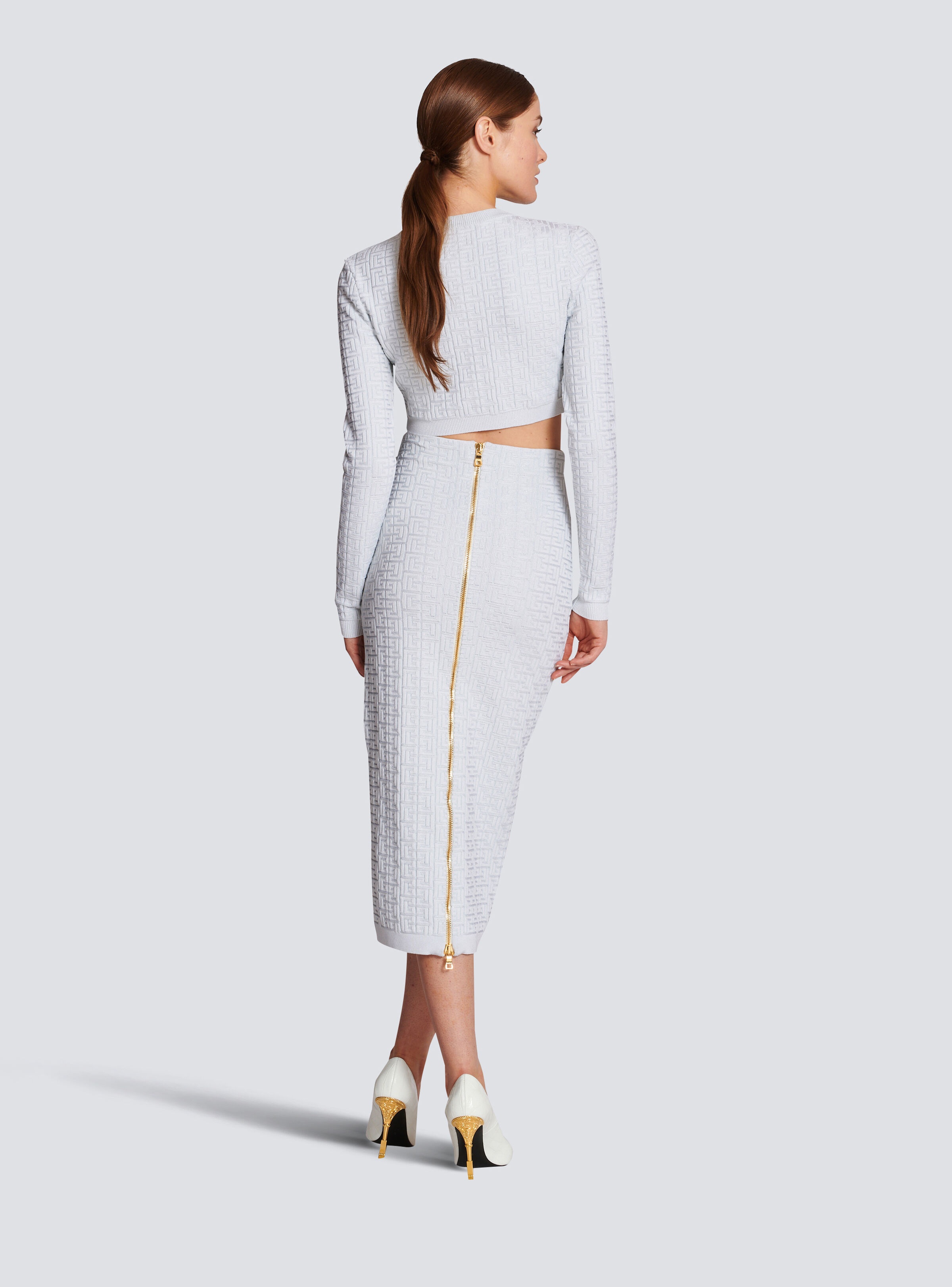 Cropped knit jumper with Balmain monogram - 4