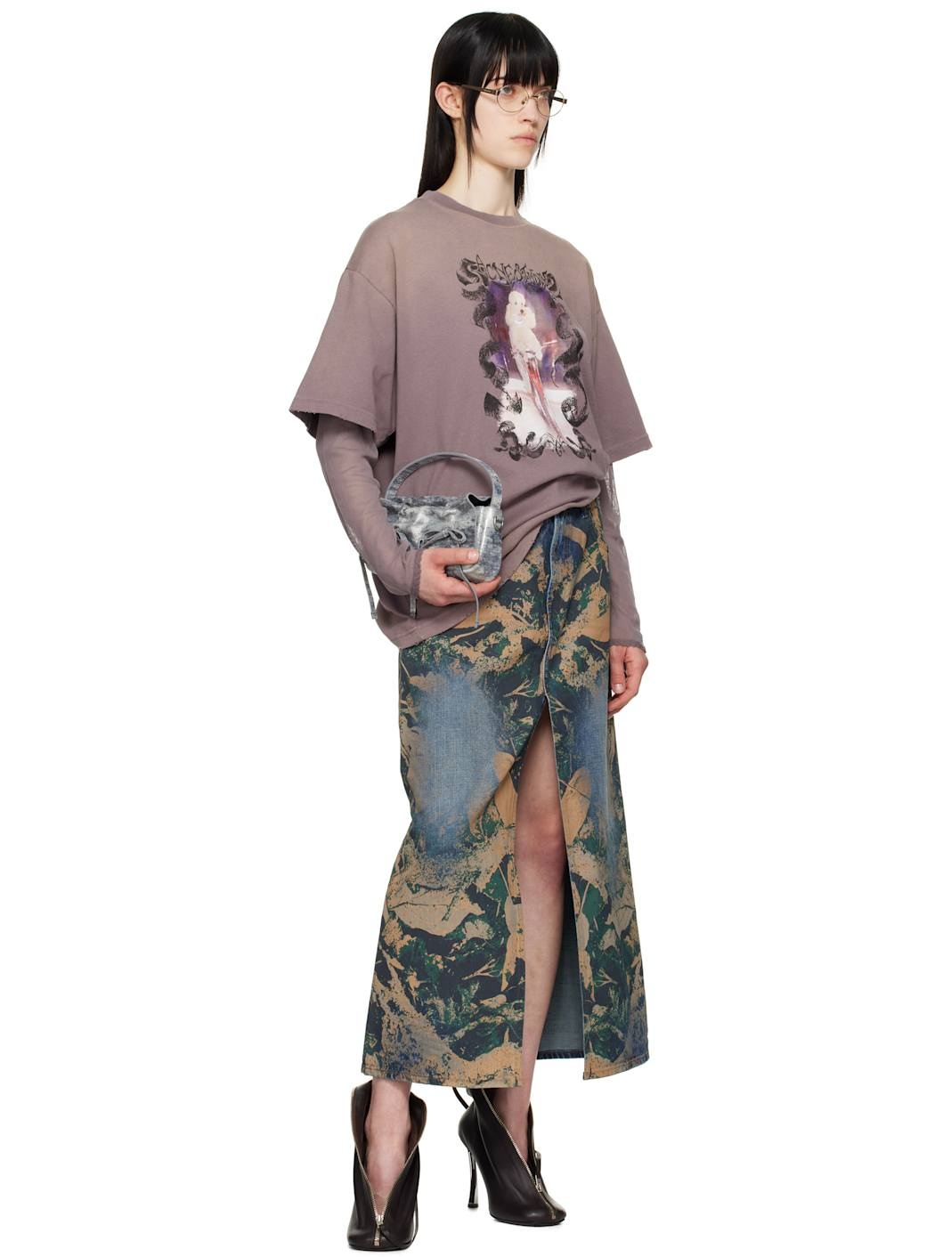 Purple Layered Print T-shirt - 4