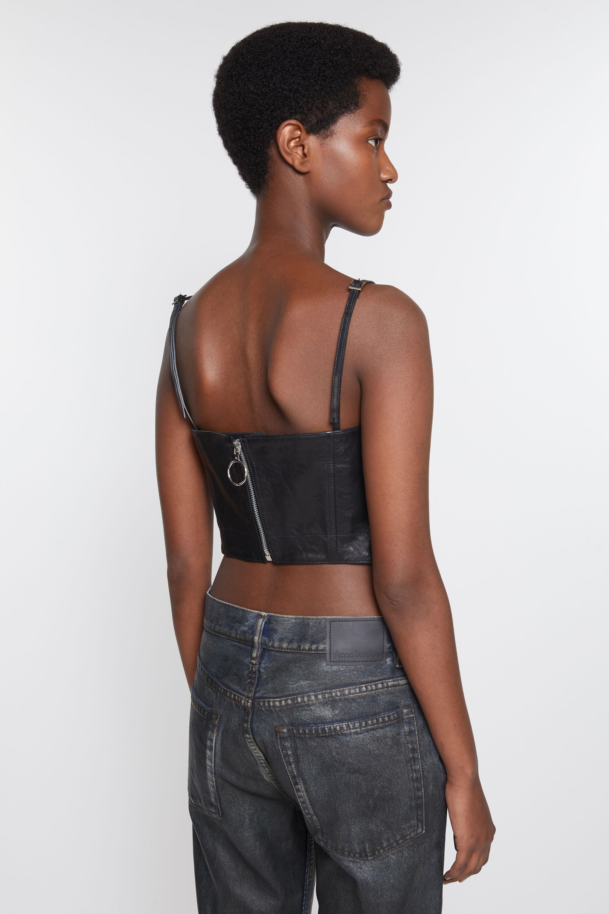 Leather bustier top - Black - 3