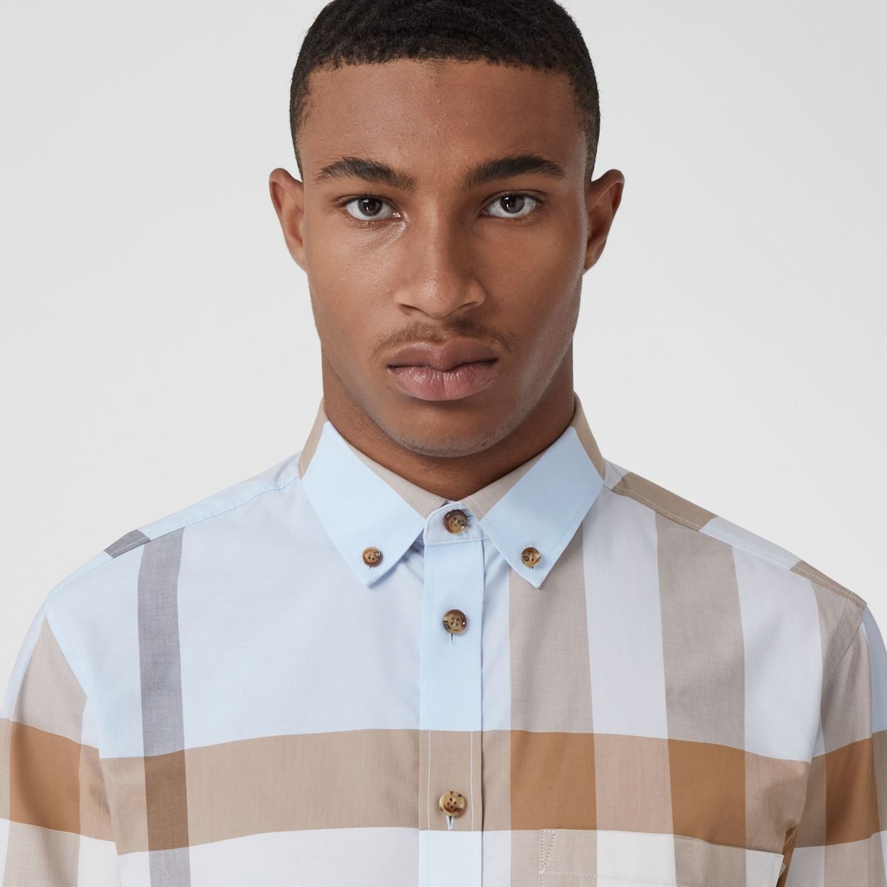 Slim Fit Check Stretch Cotton Poplin Shirt - 3