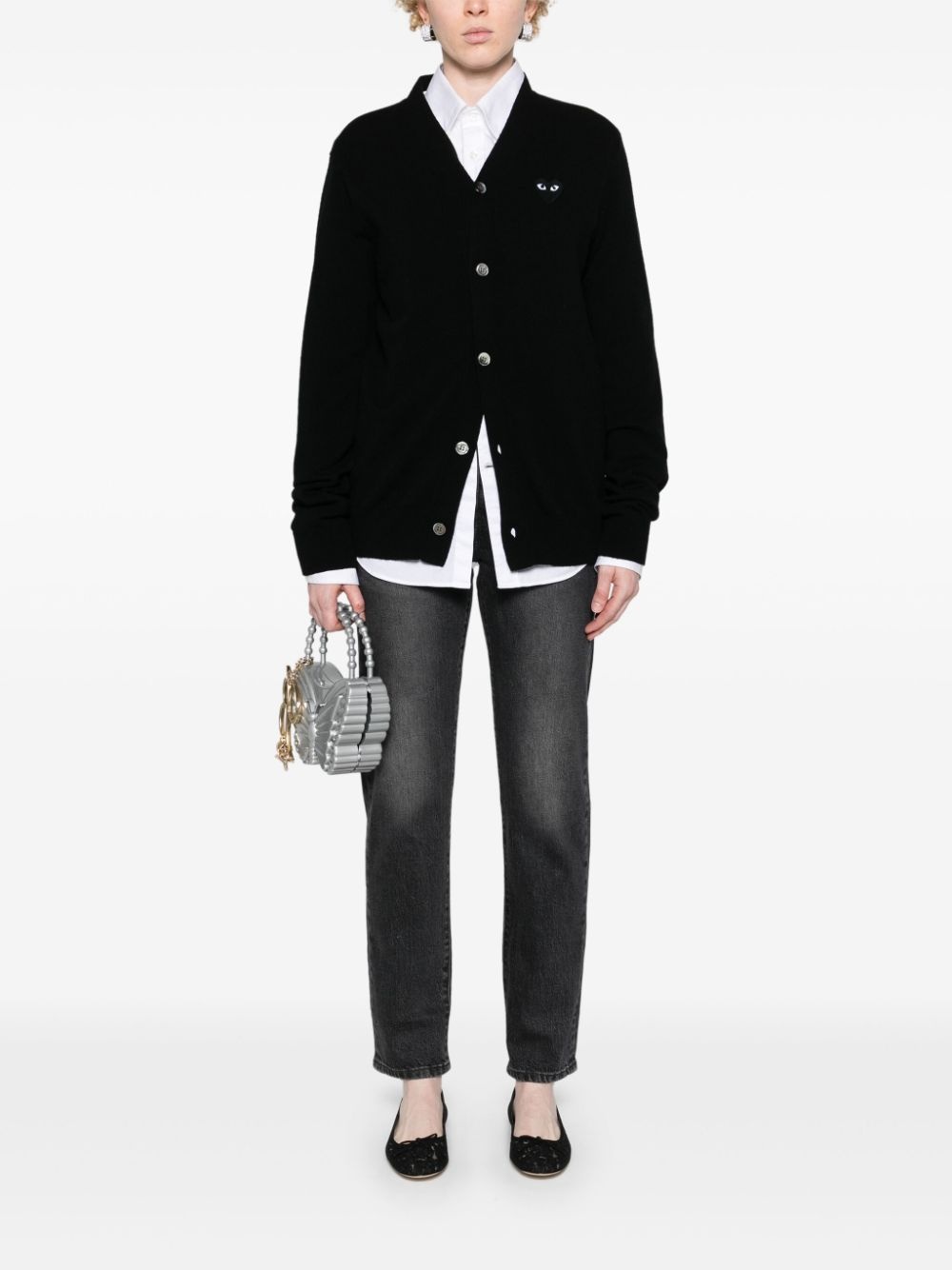 heart-patch wool cardigan - 3
