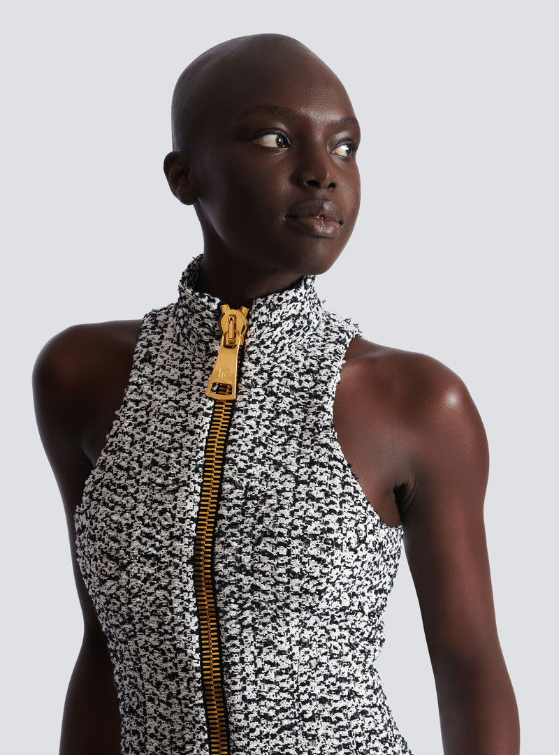 Sleeveless flared tweed dress 7