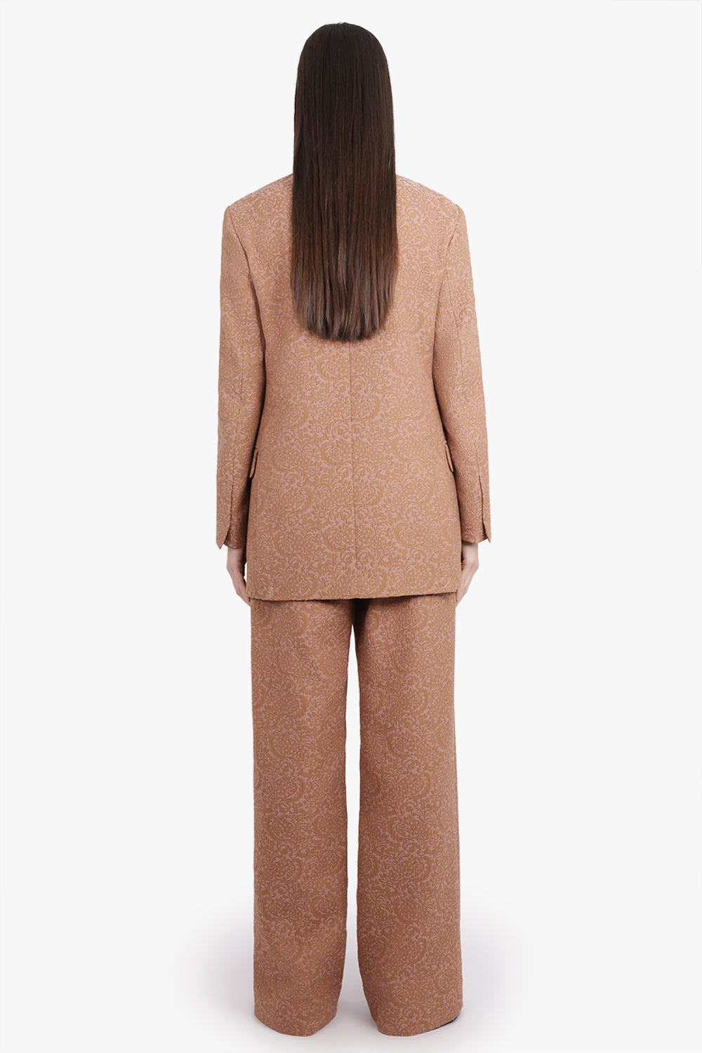 PAXY TAPESTRY FLORAL JACQUARD STRAIGHT PANT | PEACH/BROWN - 5