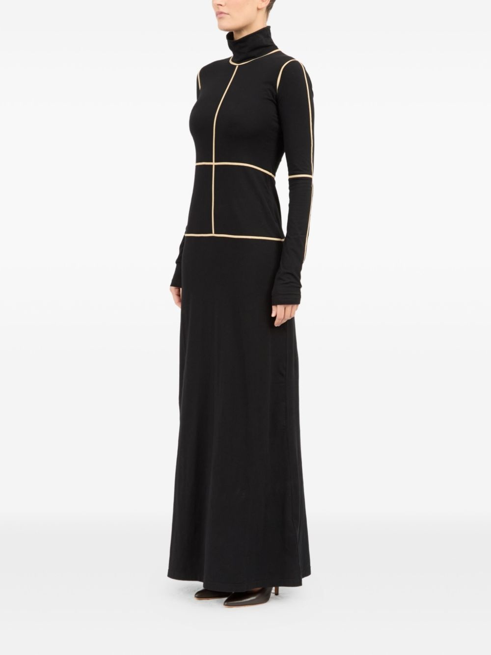 panelled turtleneck dress - 6