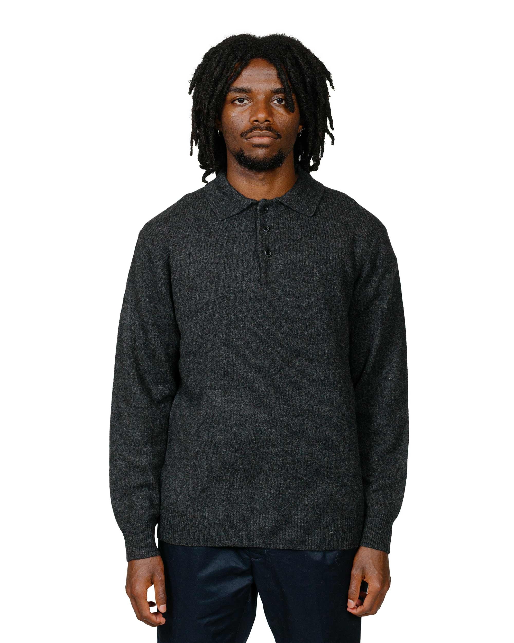 Knit Polo 9G Charcoal Grey - 2