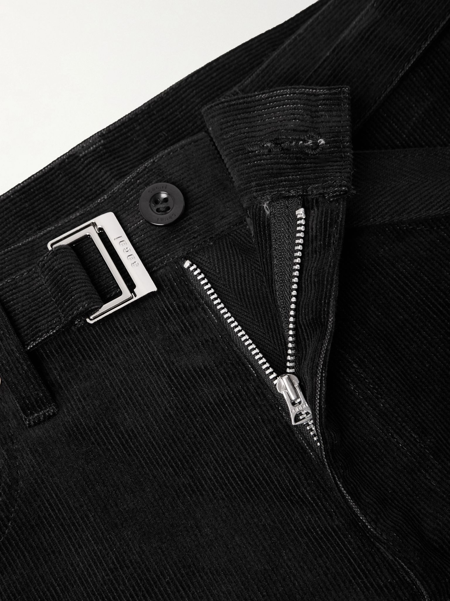 Straight-Leg Belted Cotton-Blend Corduroy Trousers Black - 6