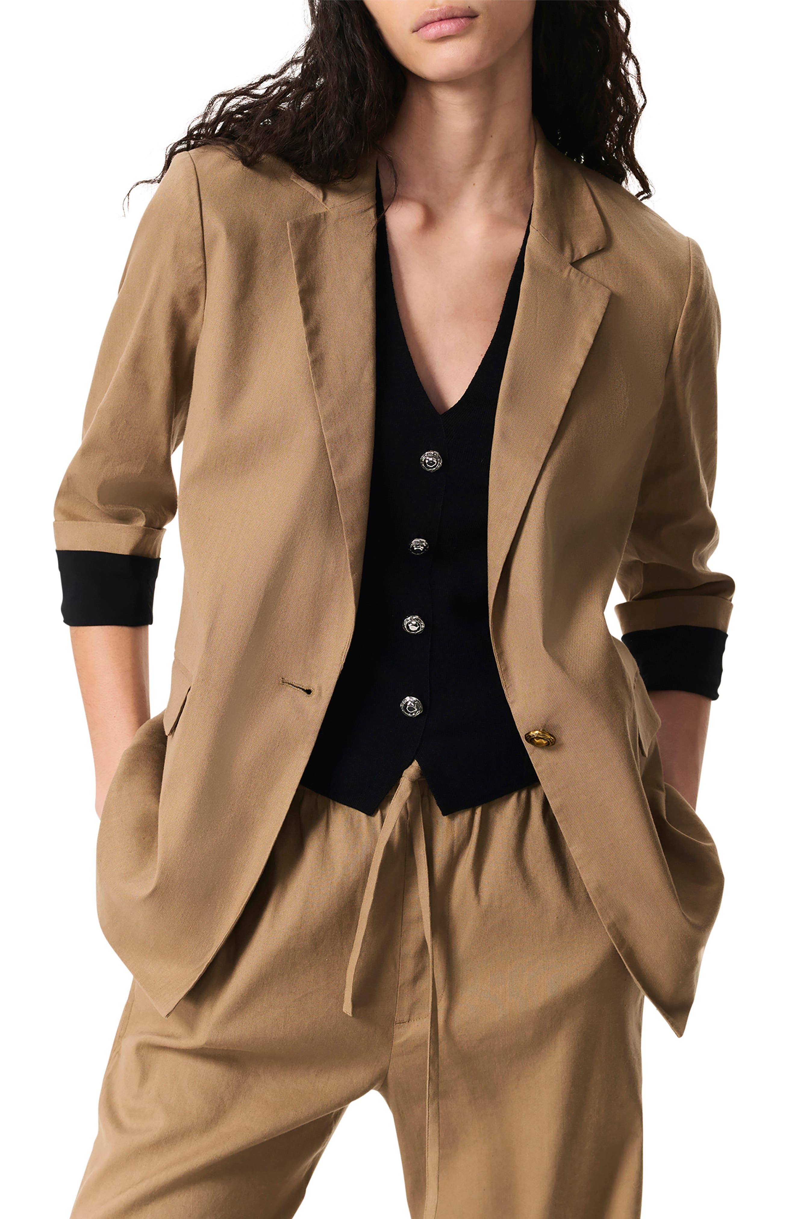 rag & bone Jennie Linen Blend Blazer in Mutedbrown at Nordstrom - 2