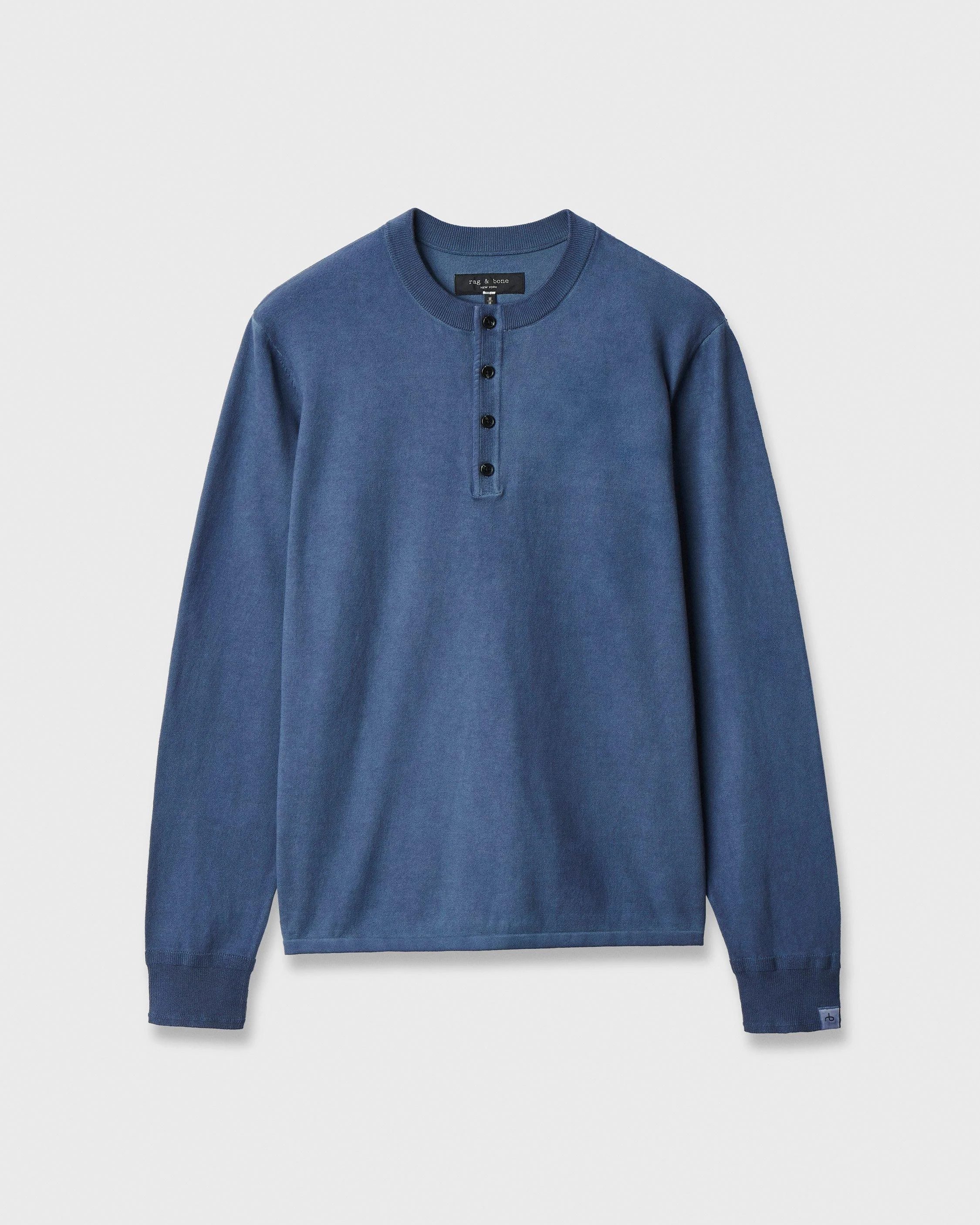 Washed Cotton Henley Sweater - 1