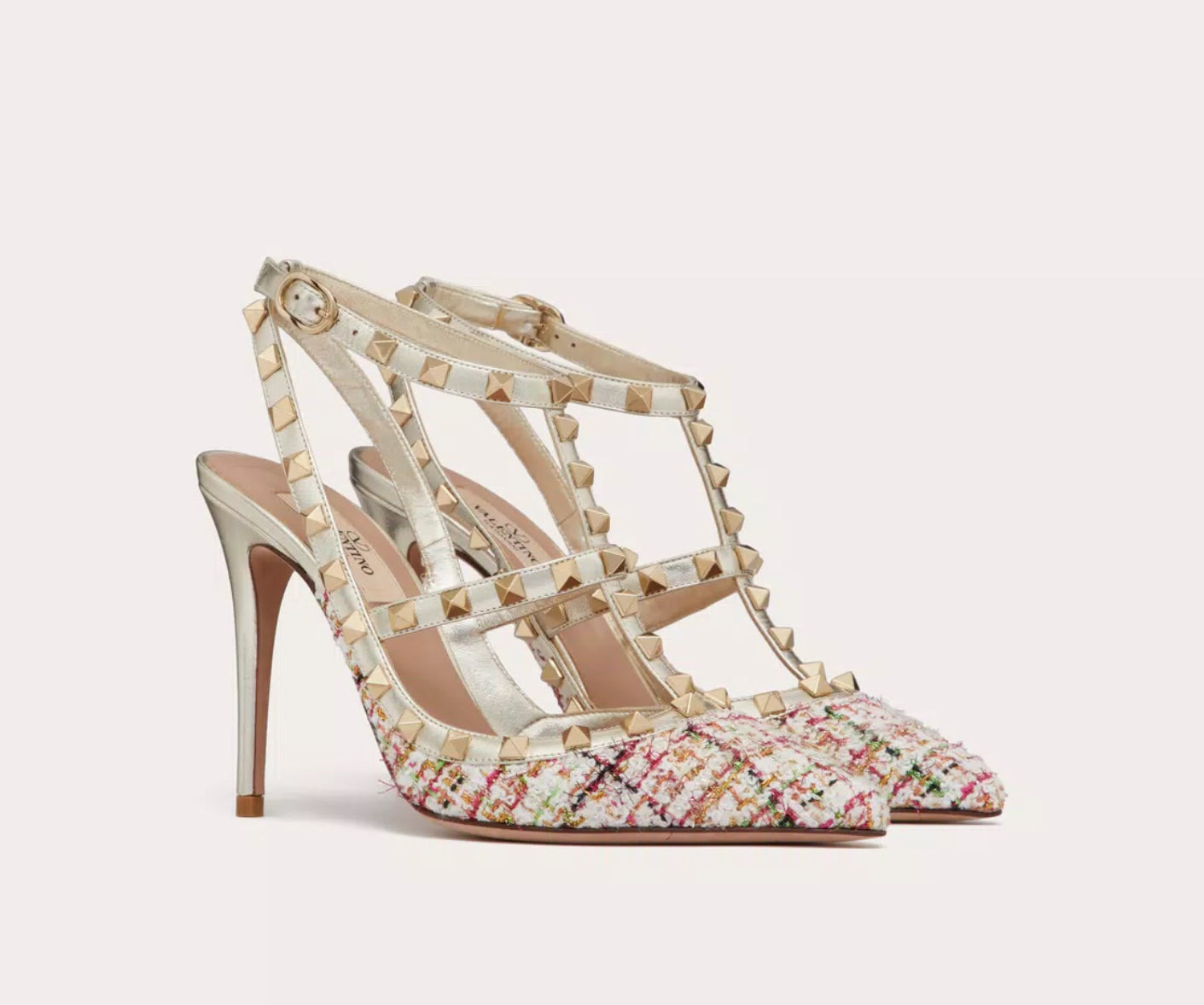 Valentino Rockstud Tweed Strap Pumps - 2