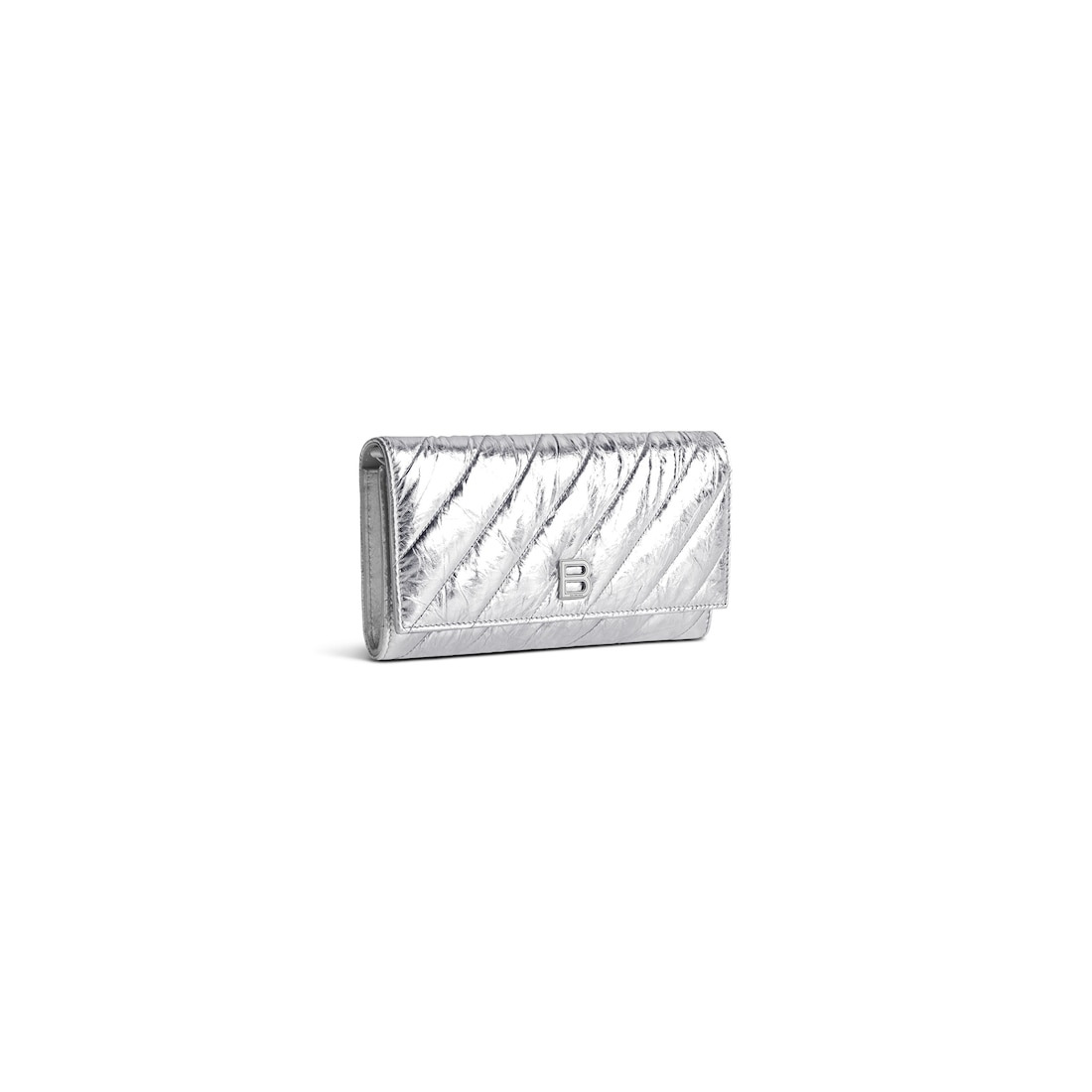 Women's Crush Wallet On Chain Metallized Quilted  in Silver - 2