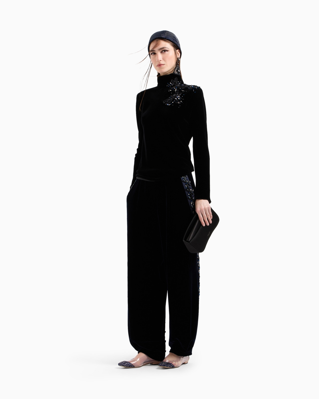 VELVET TROUSERS WITH DRAGONFLY EMBROIDERY - 2