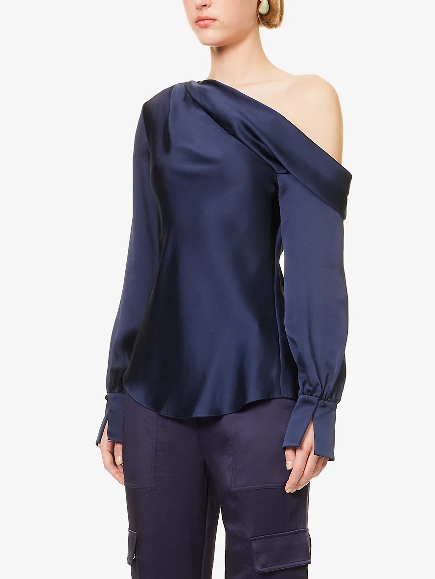 Alice asymmetric-neck satin top - 3