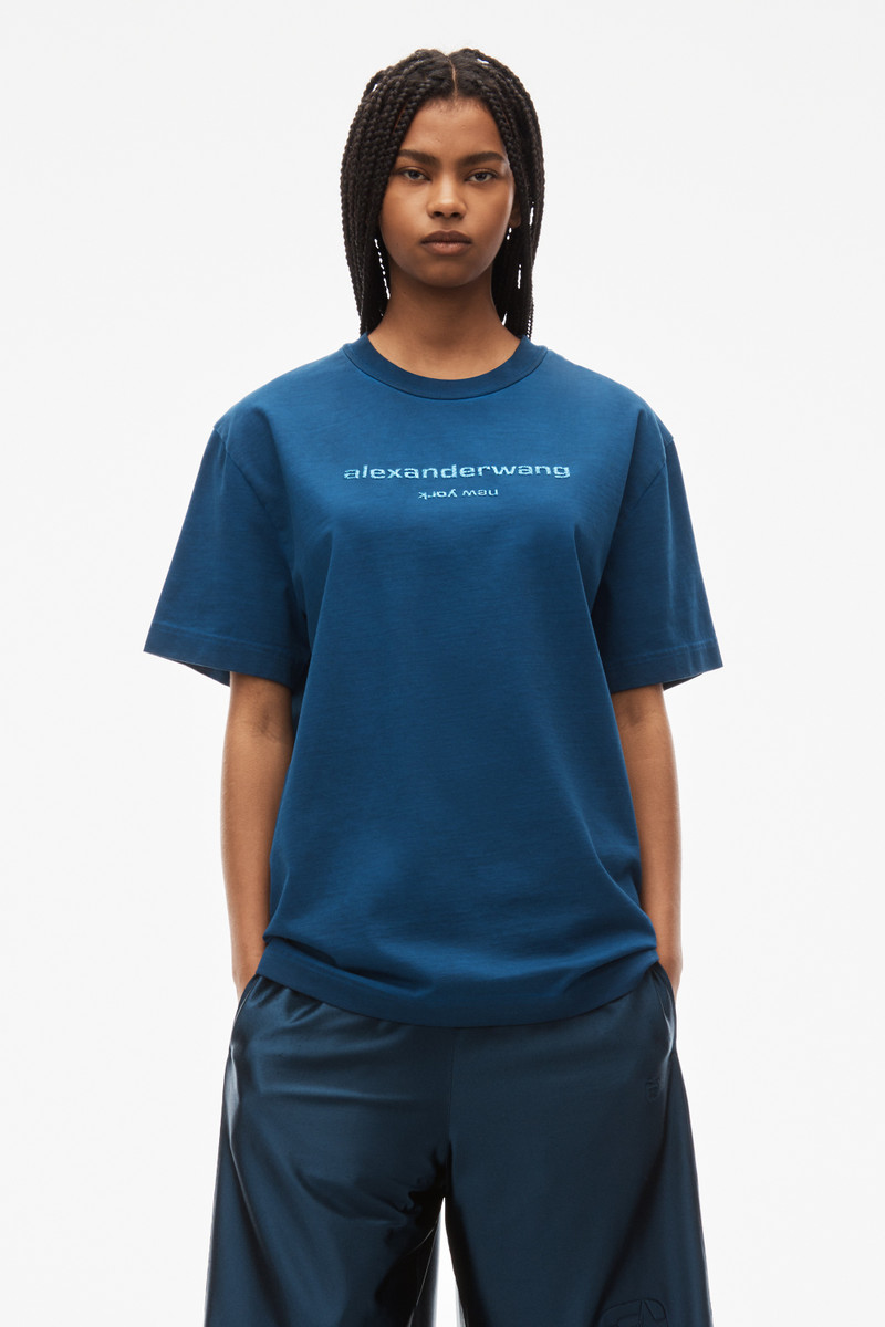 short sleeve glitter puff logo tee 2