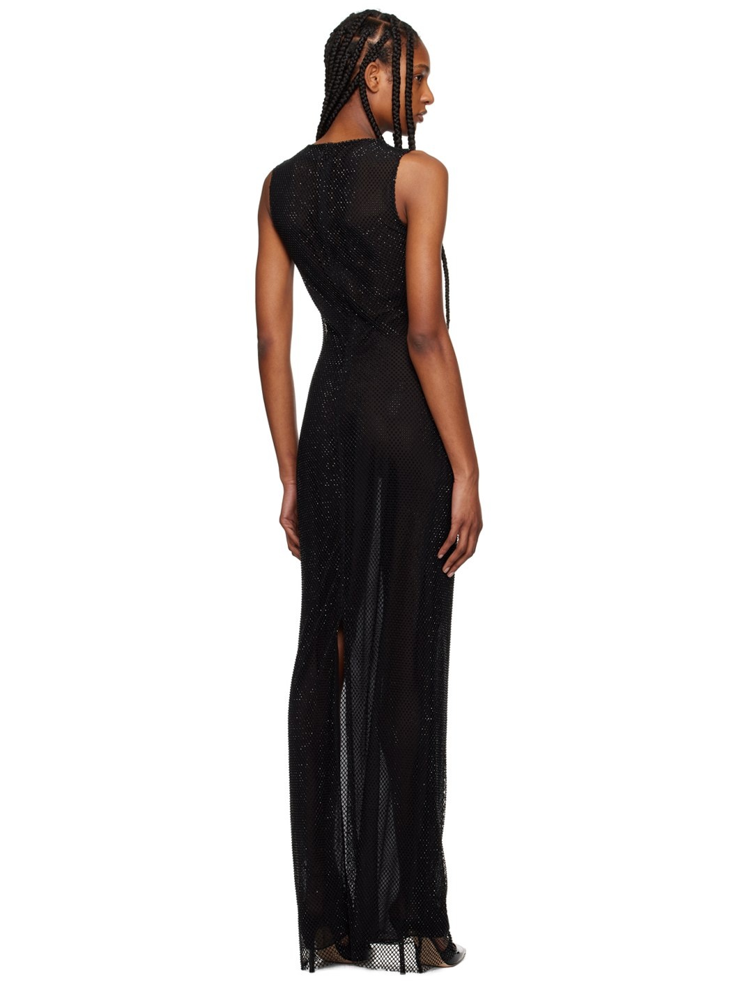 Black Crystal-Cut Maxi Dress - 3